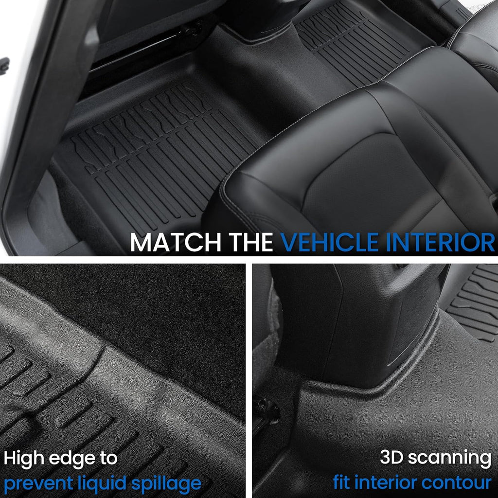 Floor Mats Cargo Mat Set for 2015-2019 Ford Explorer 7 Seats, Extra Sub-Trunk Mat and Door Sill Guards, All Weather TPE Floor Liners Cargo Liner Trunk Lower Mat Accessories