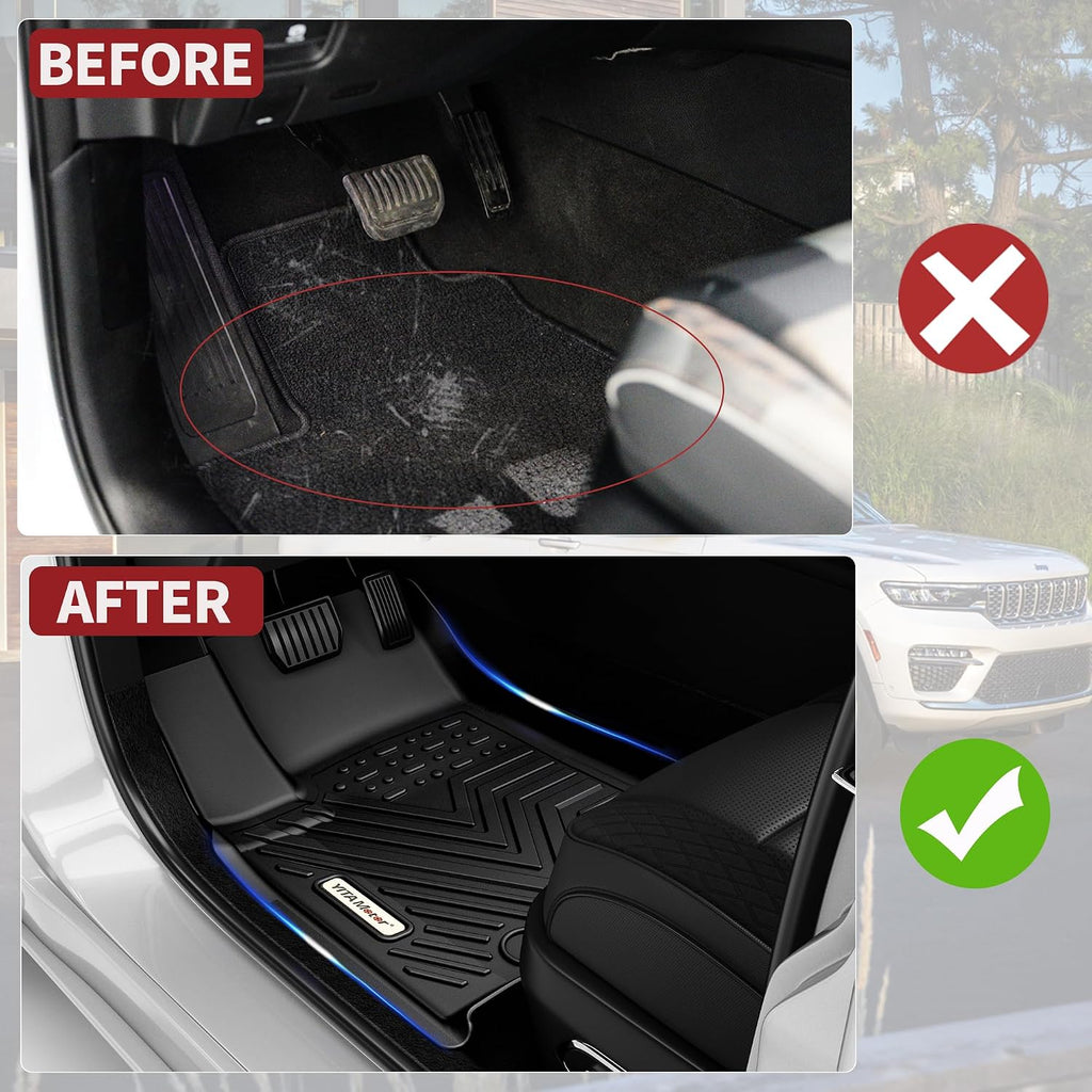 YITAMOTOR Floor Mats for Chrysler Pacifica 2017-2026 7/8 Passenger (No Hybrid) & Voyager 2020-2026, Custom Fit All Weather Anti-Slip TPE Rubber Automotive Accessories, 3 Row & Cargo Liner Set, Black