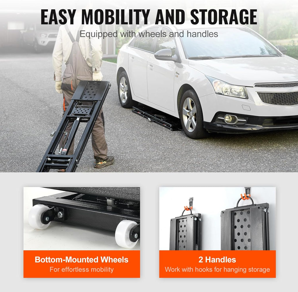 VEVOR Portable Car Lift - 5,000 LBS Capacity, Extended-Length Plates, 25.6' Max. Height, Heavy-Duty Carbon Steel Truck Lift with 120V Power Unit