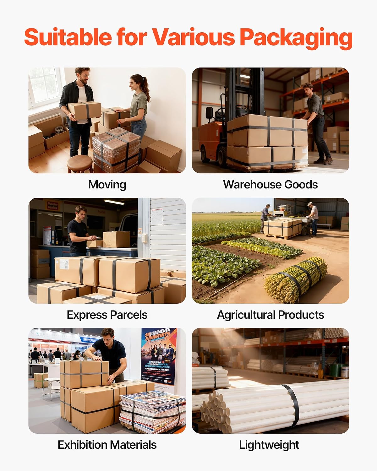 VEVOR Banding Strapping Kit, Heavy Duty Banding Sealer Tool with 2000 ft PET Band, 600 Metal Seals, 200 Corner Protectors, Plastic Pallet Packaging Strapping Kit for Warehouse, Transportation, Home