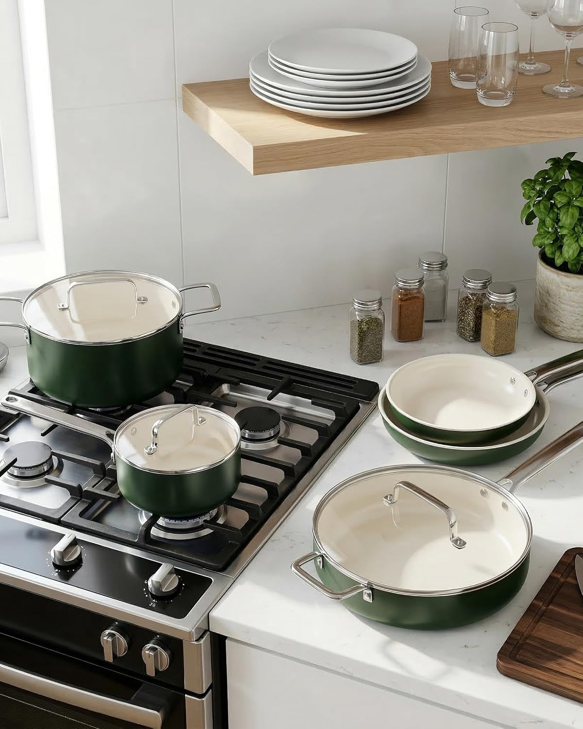 Pots and Pans Set - Nonstick Creamic Kitchen Cookware Sets Non Toxic Cookware Set With Dutch Oven, Frying Pan, Saucepan, Sauté Pan, Cooking Utensils Set, Pots and Pans for Cooking Set Gifts