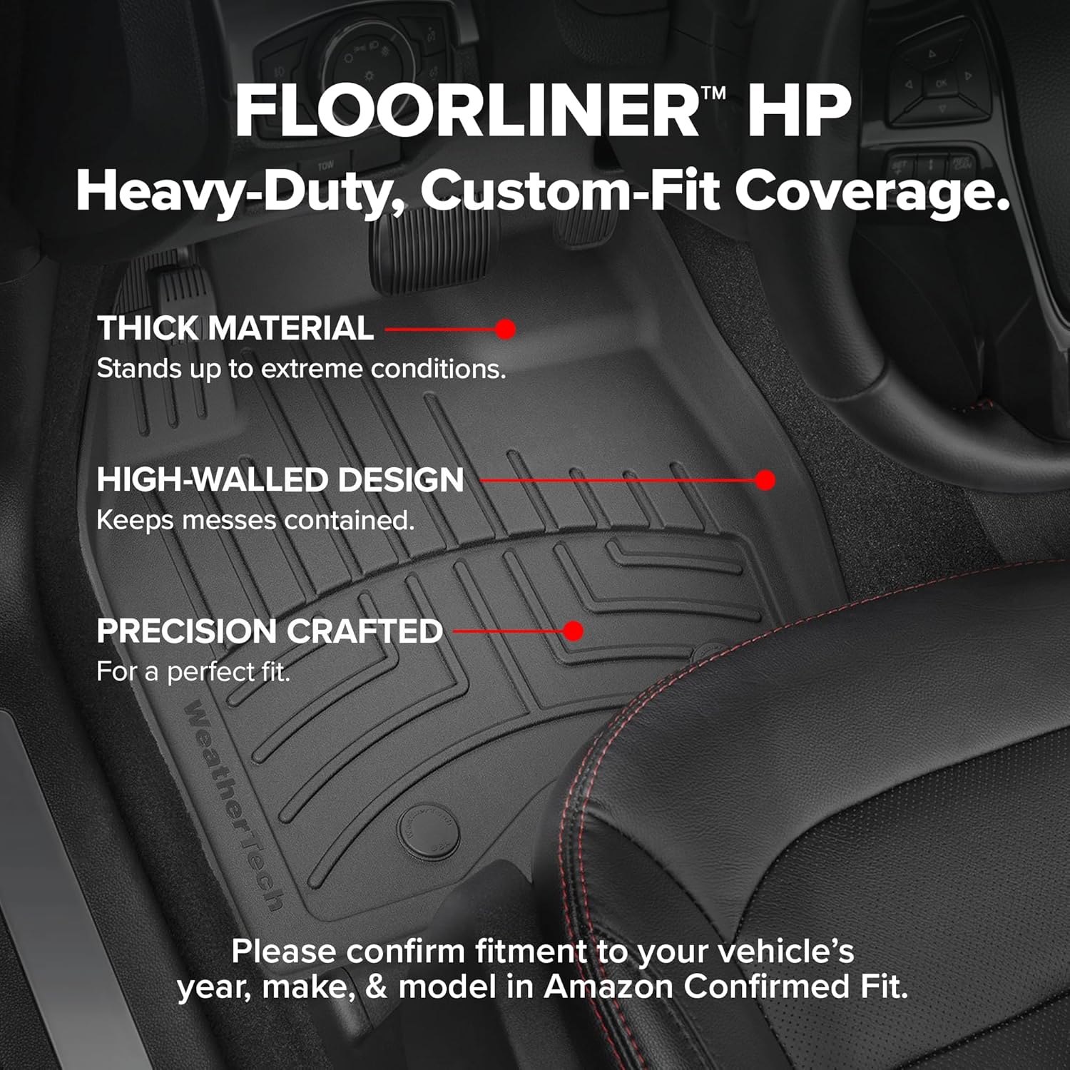 WeatherTech FloorLiner HP Custom Fit Floor Mats for Acura MDX - 1st Row (445761IM), Black