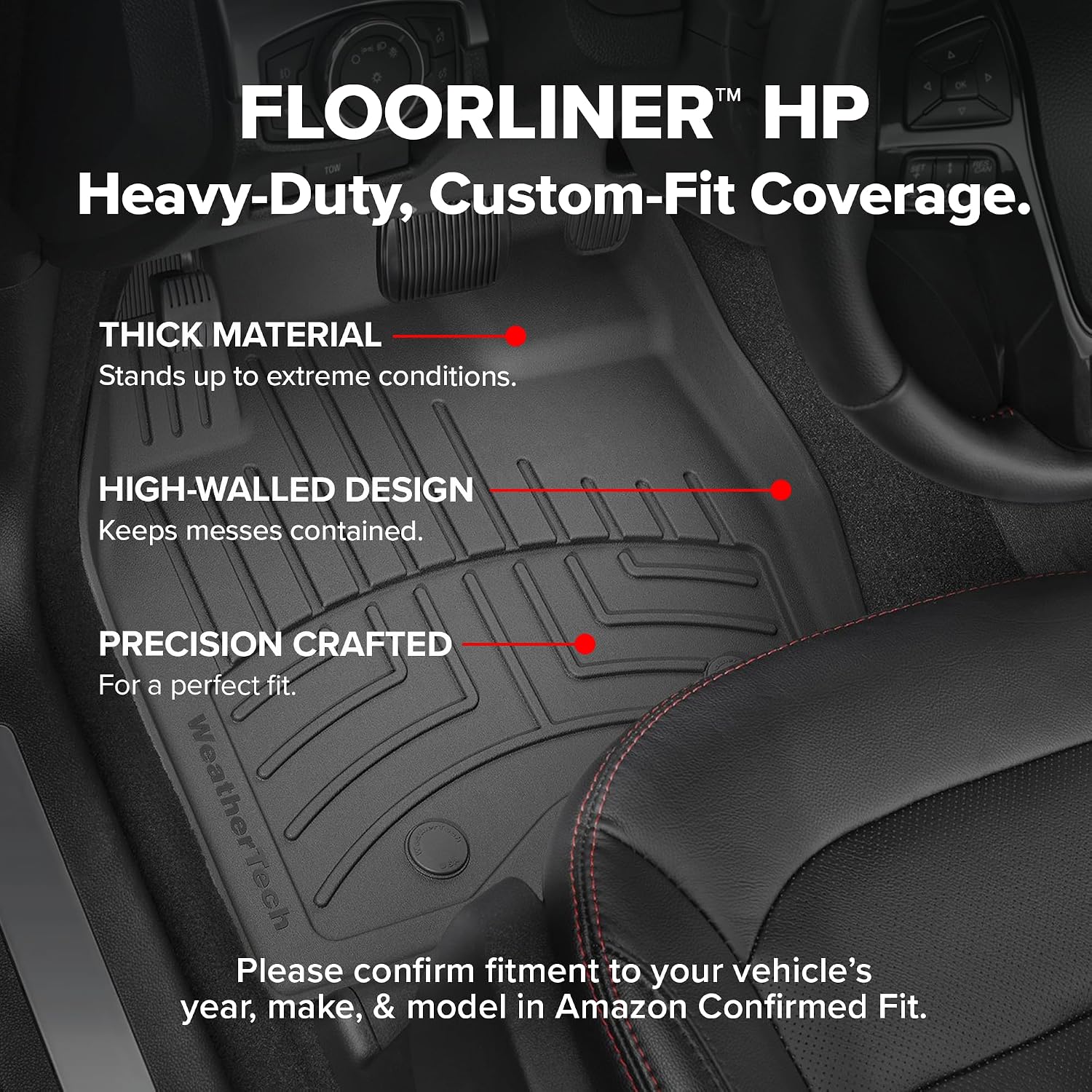 WeatherTech FloorLiner HP Custom Fit Floor Mats for Honda HR-V, adx 1st & 2nd Row (441746-1-2IM), Black