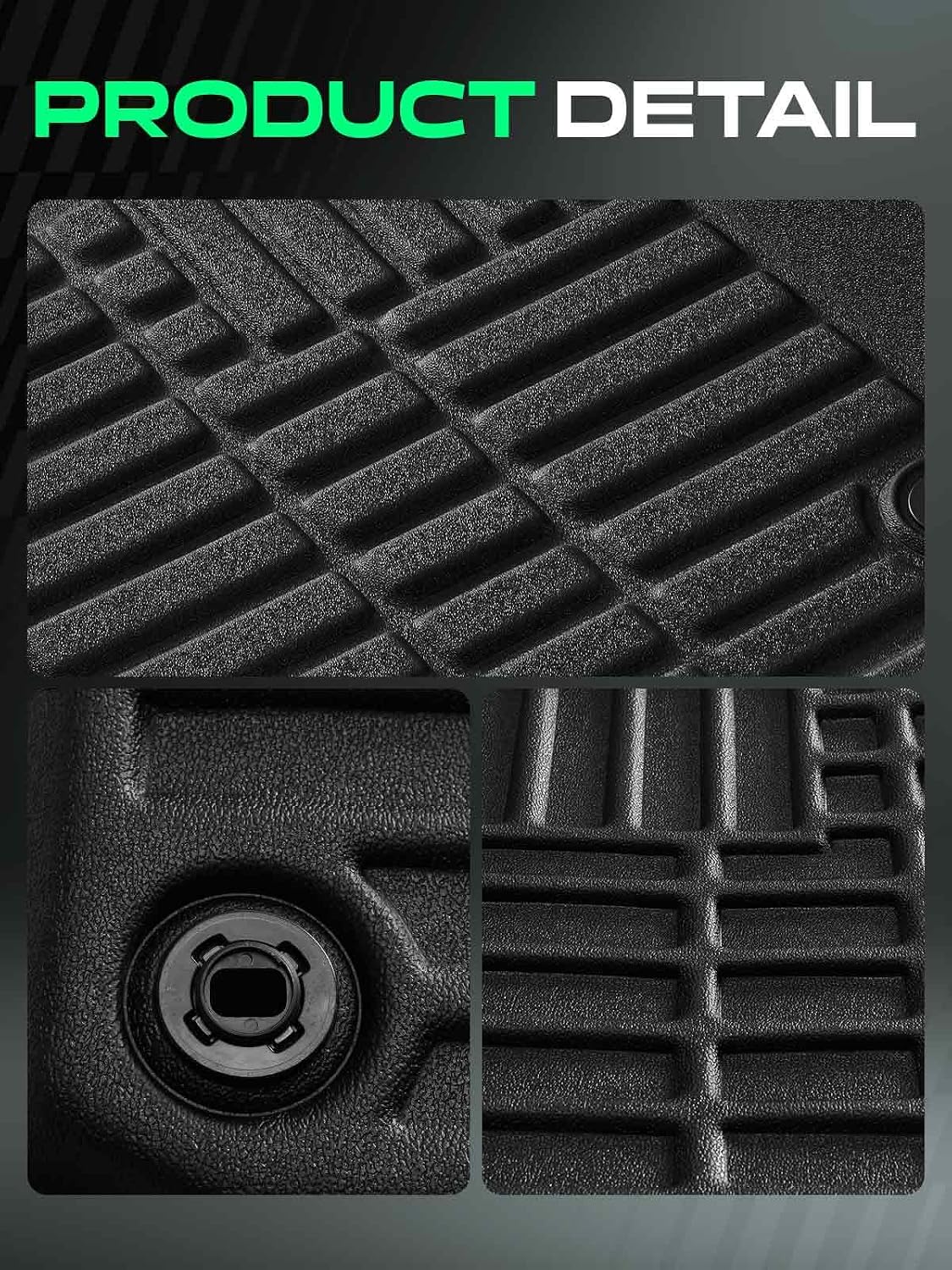 YHTAUTO Automotive All Weather Floor Mats Compatible with Lexus ES350 2013-2018, Car Mats Custom Fit TPE Floor Liners, 1st & 2nd Row, Set of 3