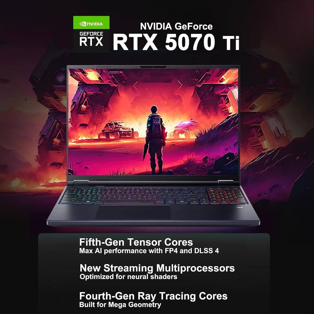 acer Predator Helios Neo 16S AI Gaming Laptop 16' WQXGA OLED 240Hz (100% DCI-P3) Intel 24-core Ultra 9 275HX 32GB DDR5 2TB SSD GeForce RTX 5070 Ti DLSS4 (Up to 992 AI Tops) Win11Pro ICP Hub