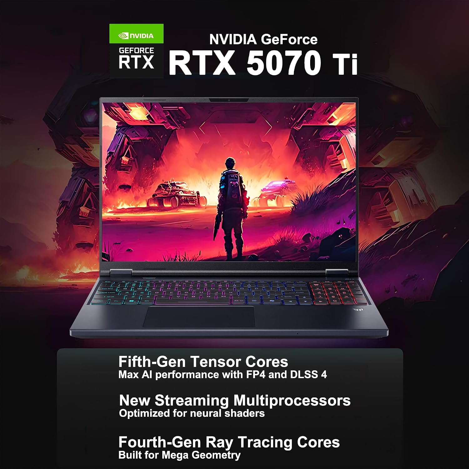 acer Predator Helios Neo 16S AI Gaming Laptop 16' WQXGA OLED 240Hz (100% DCI-P3) Intel 24-core Ultra 9 275HX 32GB DDR5 1TB SSD GeForce RTX 5070 Ti DLSS4 (Up to 992 AI Tops) Win11Pro ICP Hub