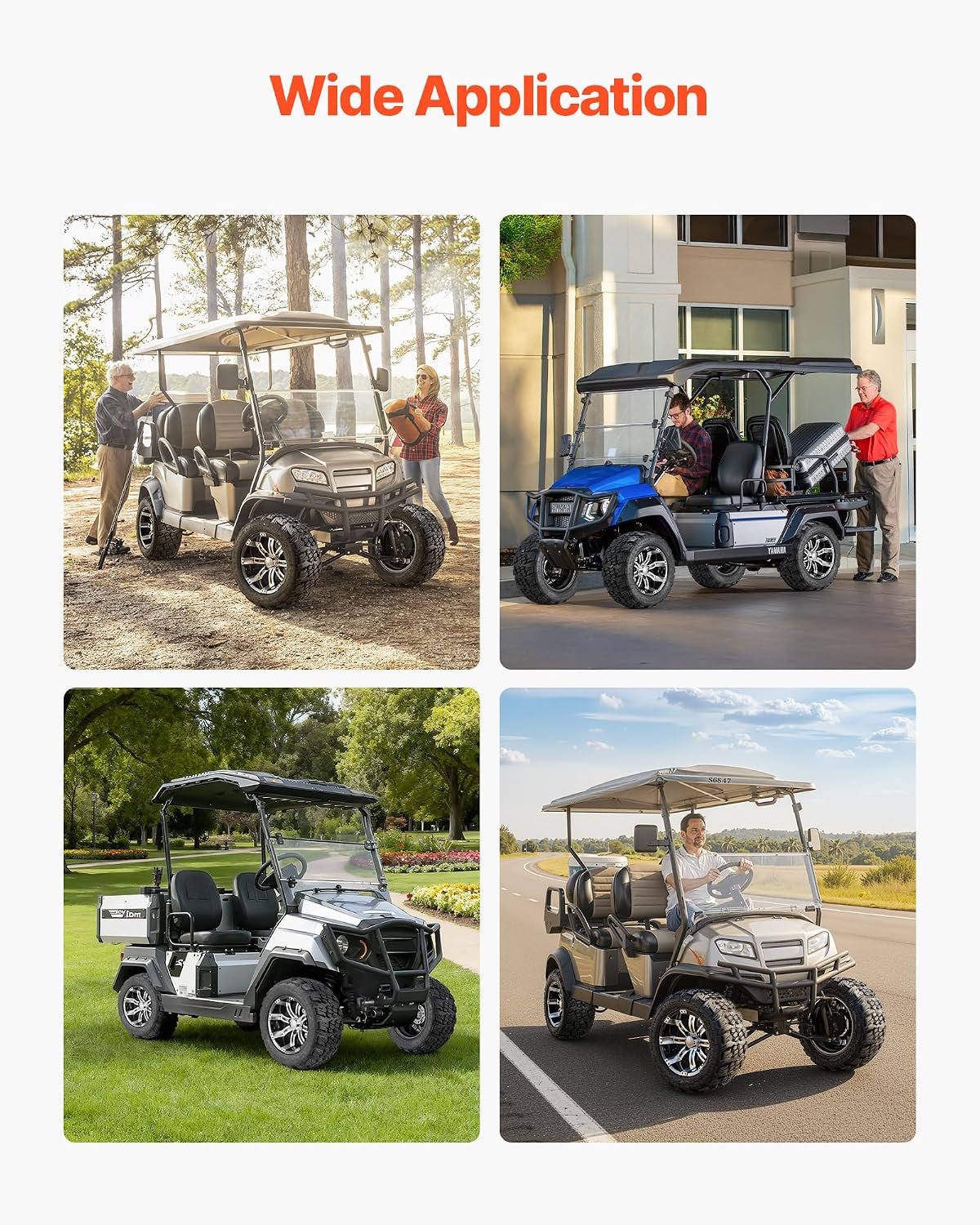 VEVOR Golf Cart Wheels, 12' 20x10-12 Black Aluminum Alloy Golf Cart Tires and Wheels Combo (Set of 4) Fit Club Car, EZGO, Yamaha, 4 Ply Rubber 4-Lug Lawn Mower Tires & Rims, 800 lbs Load, All-Terrain