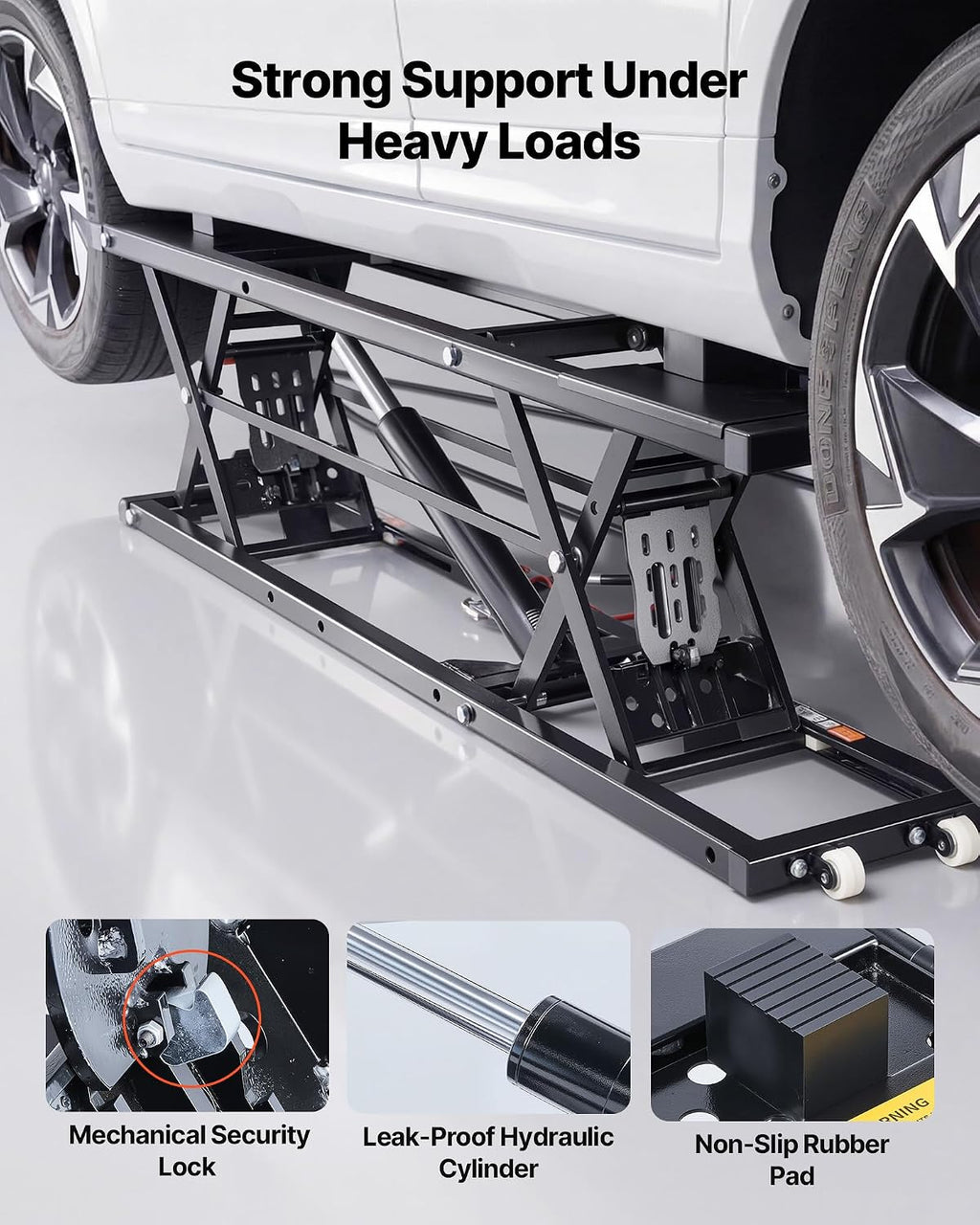 VEVOR Portable Car Lift, 5000 lbs Capacity, Heavy Duty Quick Lift with 25.6' Max Height, Pneumatic Pump, Wheels, 4 Rubber Pads & 4 Lifting Columns for Cars, Compact SUVs, Mini Trucks, Garage or Shop