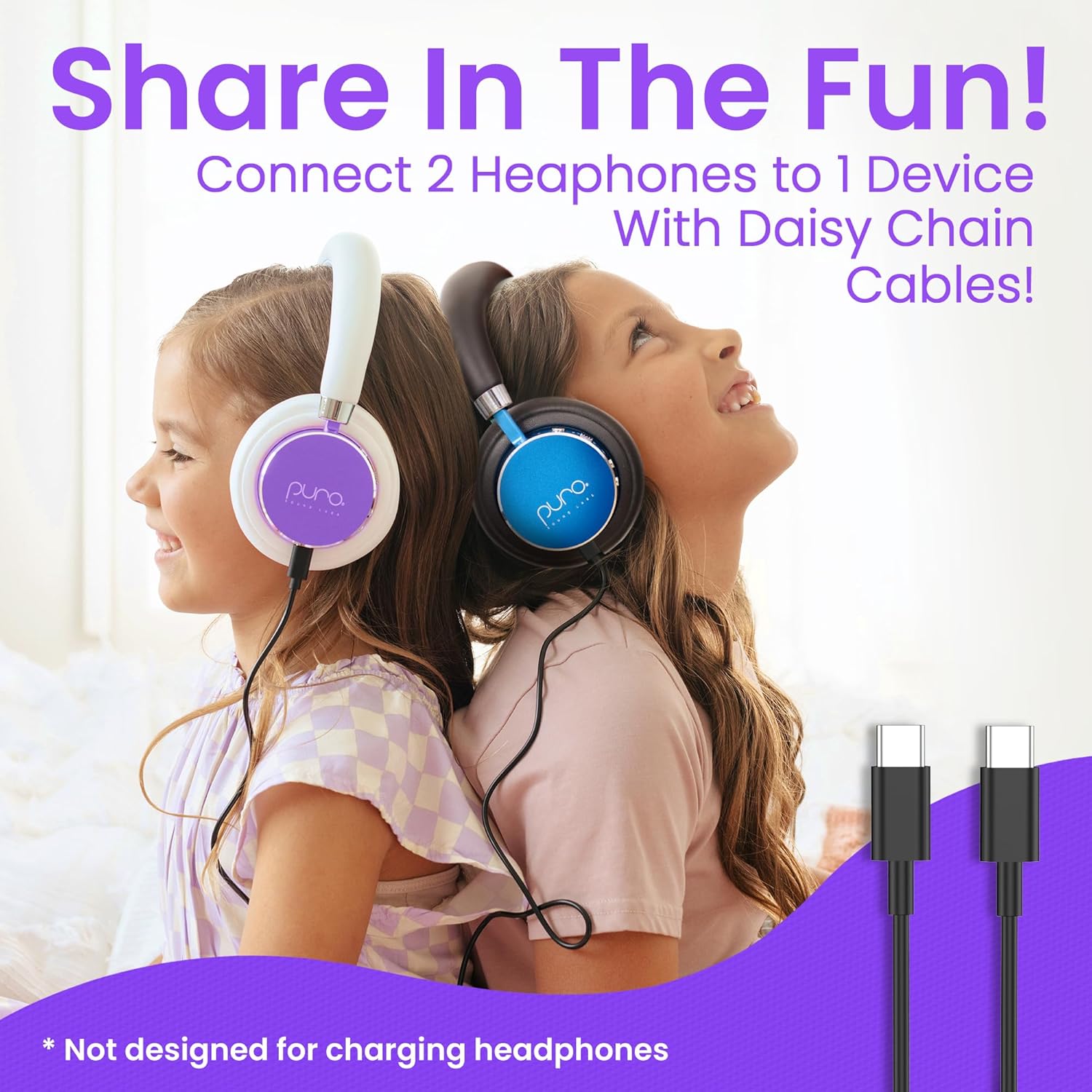 Puro Sound Labs BT2200 Plus Volume Limited Headphones for Kids, Bluetooth, Studio-Grade Audio, Over-Ear & Comfy Design, 20-Hr Battery Life, Easy to Connect Wireless Headphones for Kids, Purple & Pink