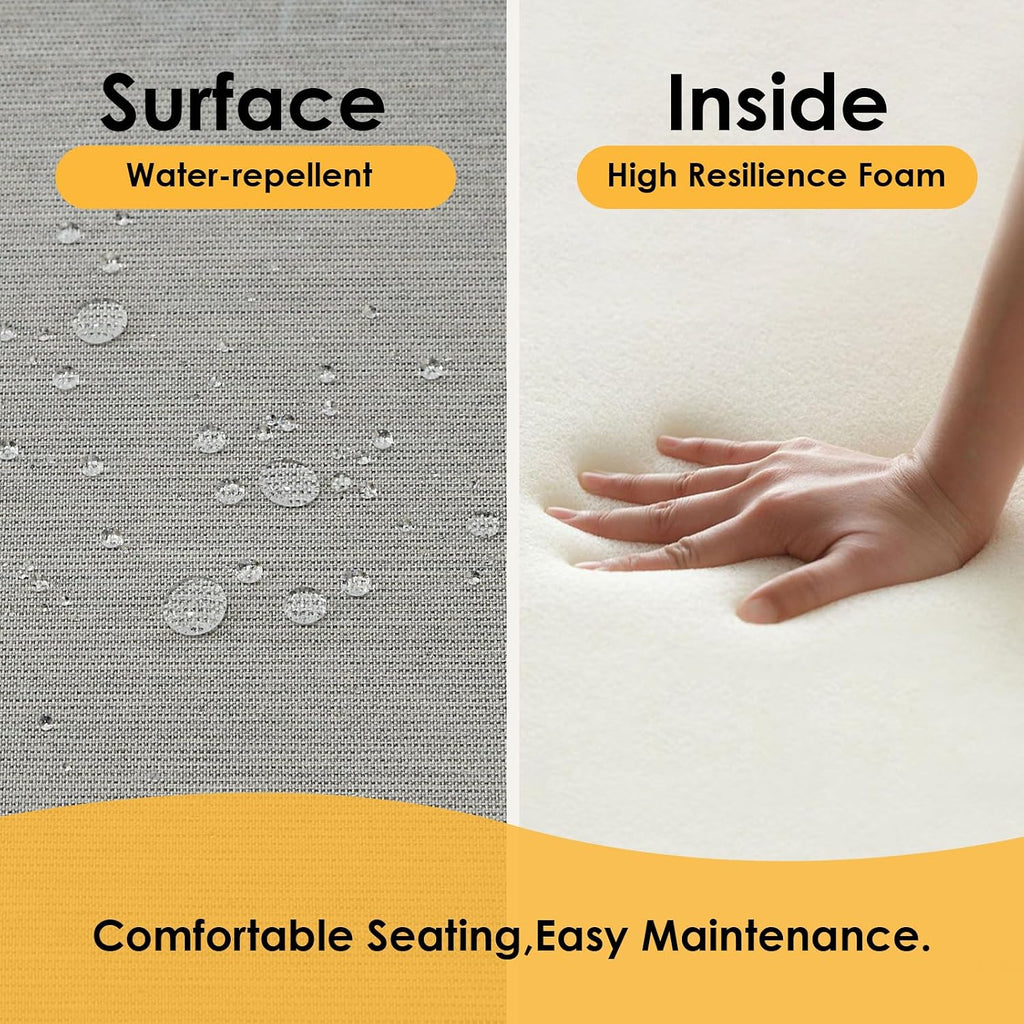 Outdoor Sunbrella Square Corner Seat Cushion, 18.5'x16'x3', Set of 4, Non Slip Outdoor Seat Cushion Pads with Removable Cover for Patio Furniture, Garden Yard Lawn, Specrtum Pebble