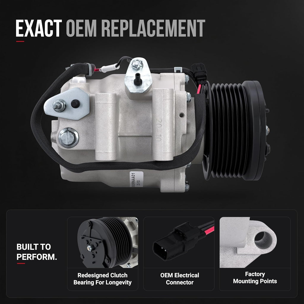 AC Compressor - A/C Compressor Compatible with Honda Civic 2006-2011, 1.8L - Replaces 38810RRBA01, 38800-RNA-A010-M, 38800-RNB-A02, 38800RNAA010M2, 38800RNAA01 - HVAC Air Conditioning Compressor