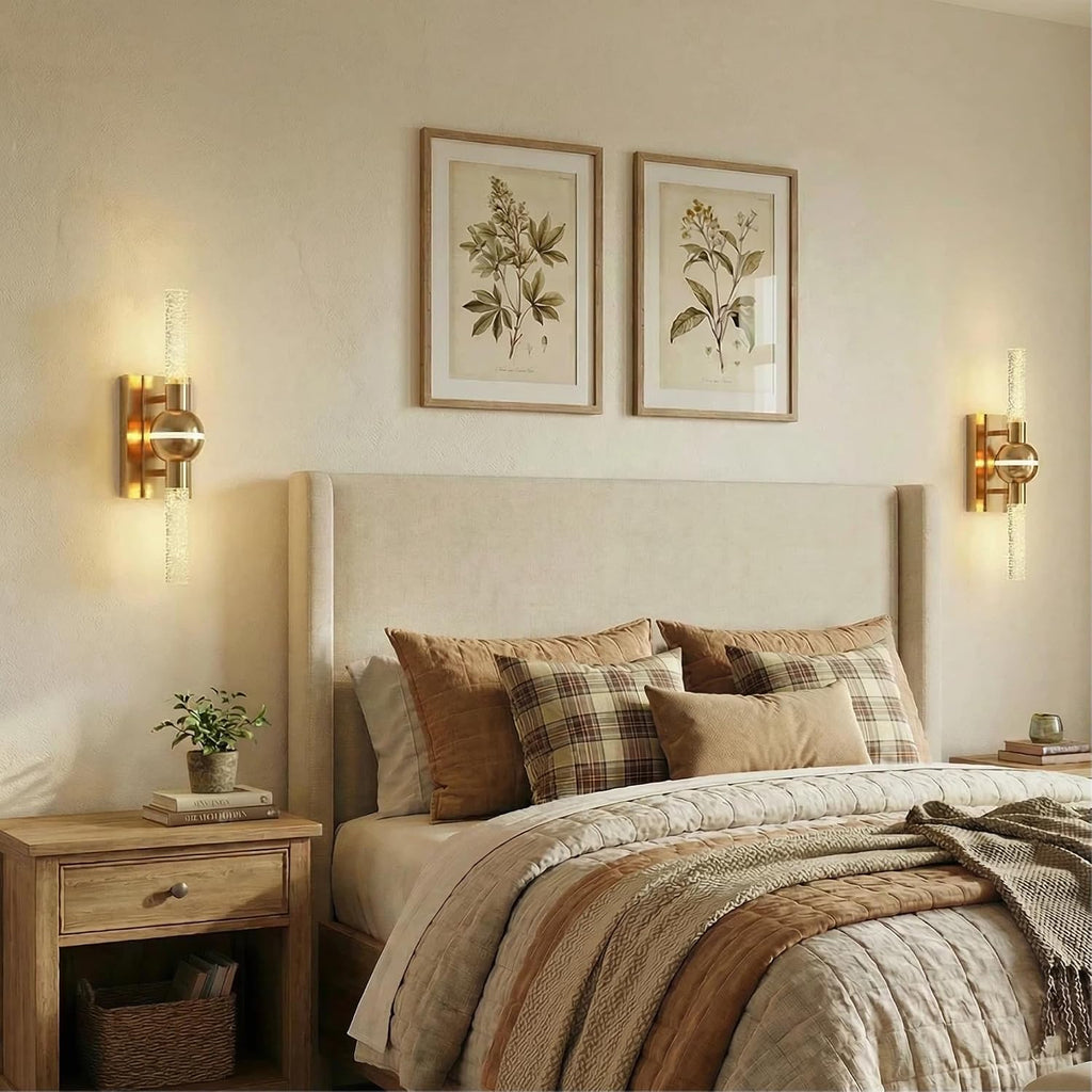 Modern Brass Wall Sconce Indoor, LED Wall Light Fixtures Set of 2 | 13W Dimmable Brightness, 17.7' Bathroom Vanity Light, Bedroom Hallway Use, Hardwired Wall Mount Lighting, 3000K Warm White