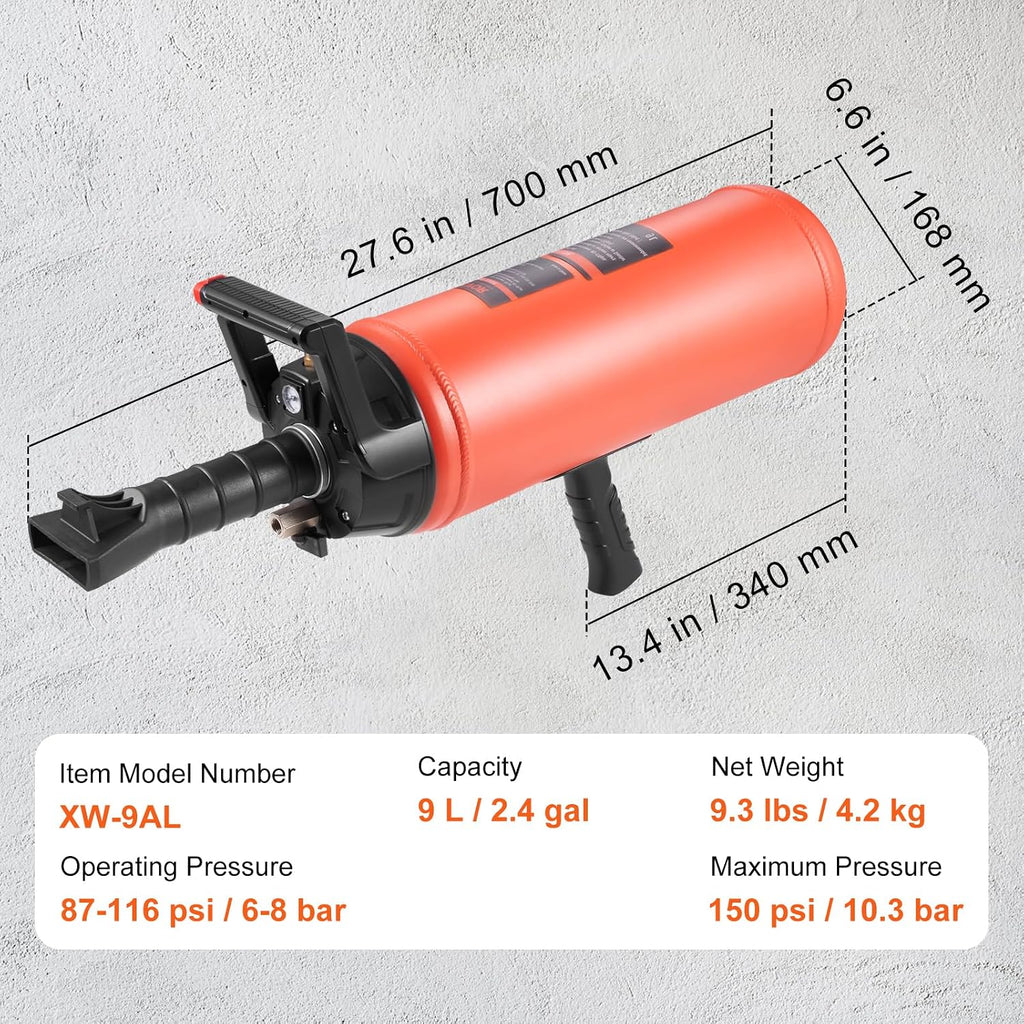 VEVOR Tire Seater, 2.4 Gal/9 L Air Tire Blaster, 150 PSI Handheld Portable Tire Inflator Tool, 87-116 PSI Operating Pressure for Tractor Truck ATV Car and Automobile Repair