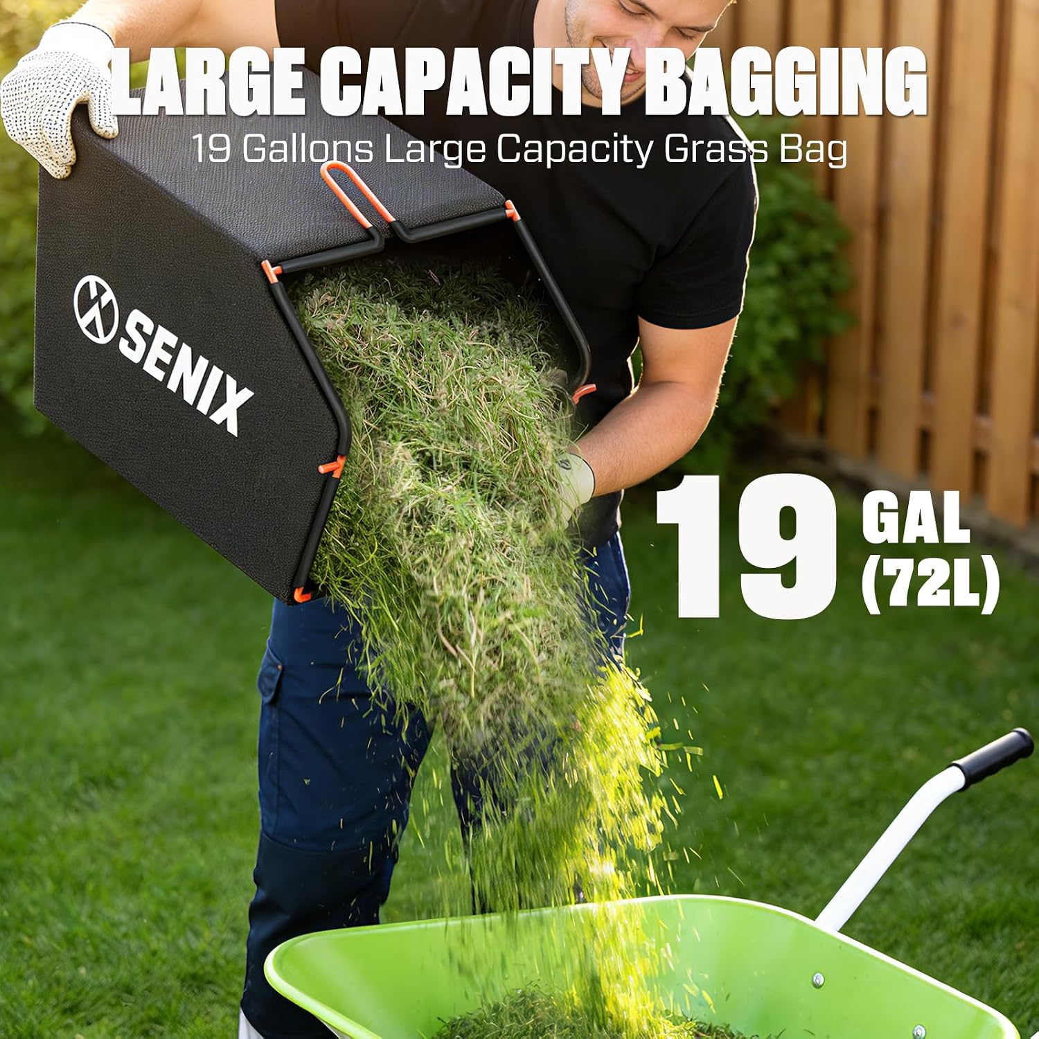 SENIX 201cc 22' 3-in-1 Gas Lawn Mower, Variable Speed Rear Wheel Self-Propelled Mower, Mulching, Bagging, Discharging, Foldable, 6 Cutting Height Adjustable, for Garden Yard