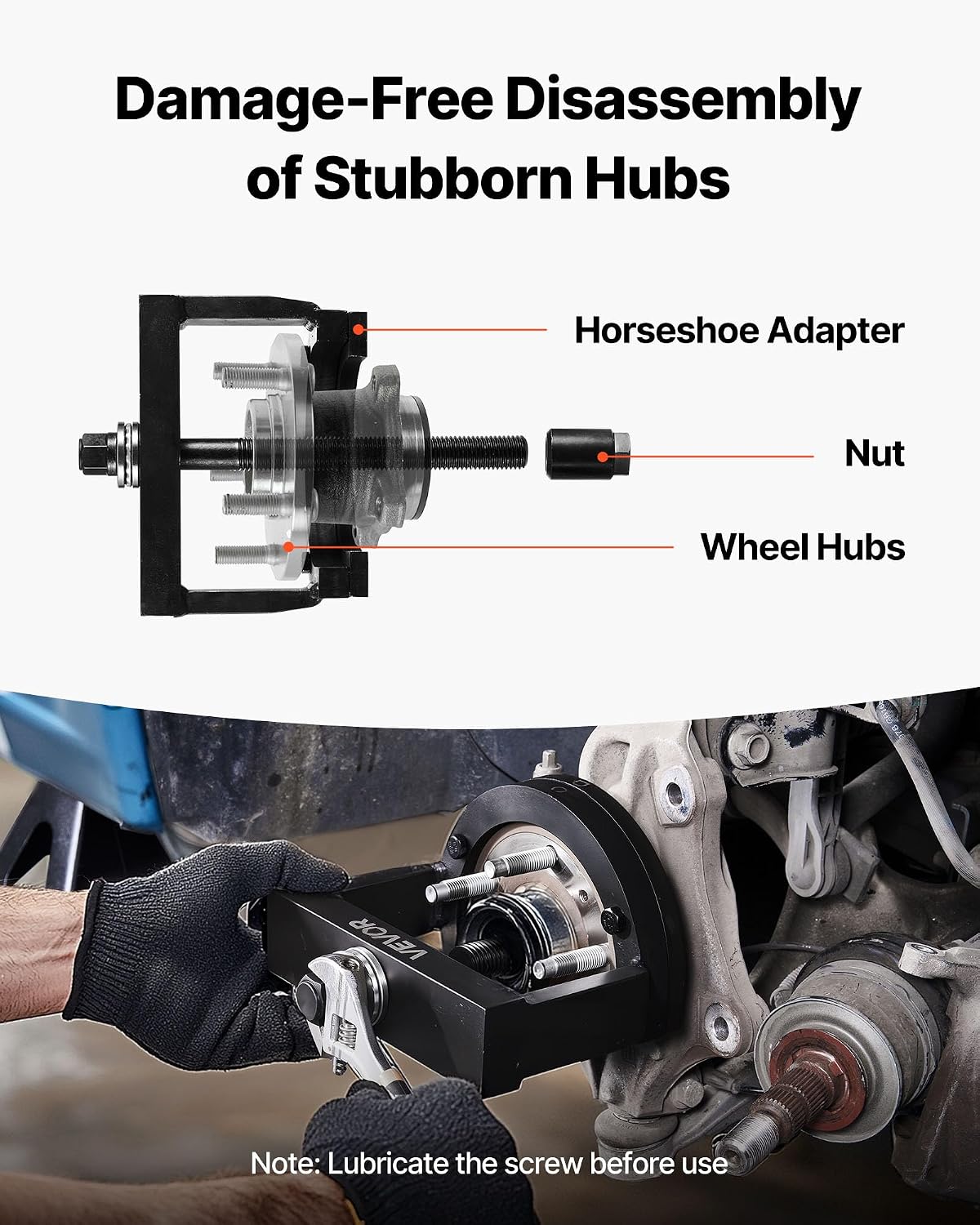 VEVOR Master Wheel Hub & Bearing Remover & Installer Kit, Fits Most Front-Wheel Drive Vehicles, Front Wheel Bearing Removal Tool, Wheel Bearing Installer Kit, Easy Bearing Swaps with No Press Required