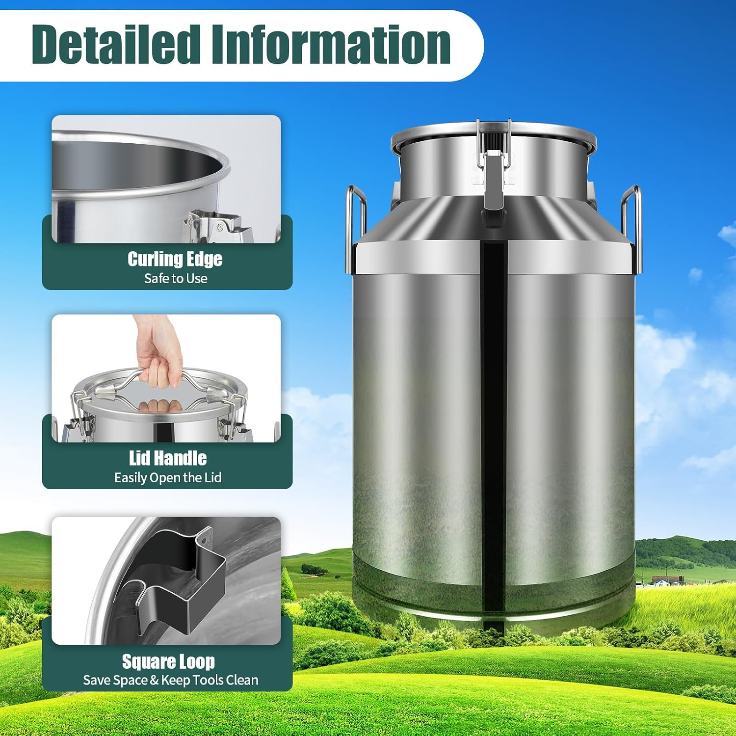 60L Ice Bucket with Lid,Champagne Bucket with Sealed Lid and Portable Handle, Ice Bucket for Freezer,Stainless Steel Milk Bucket,Liquid Storage Container