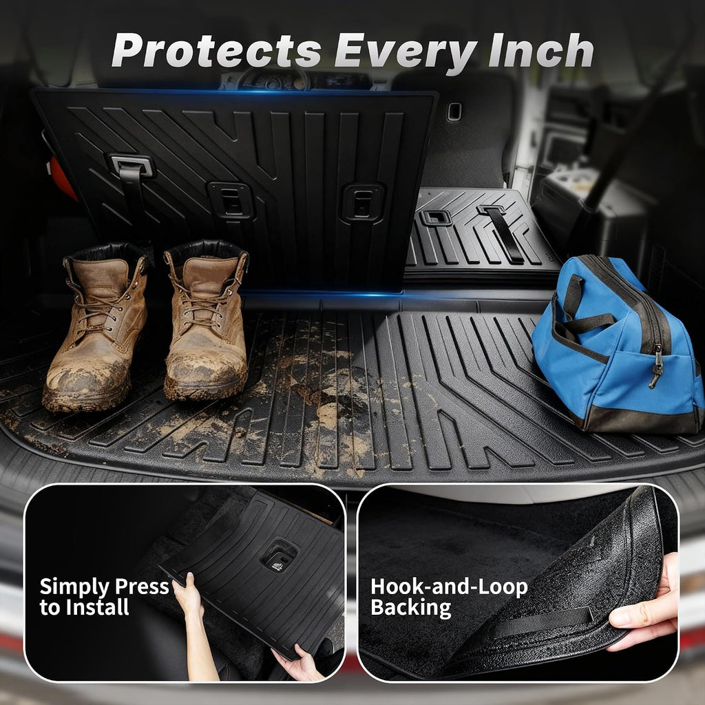 OEDRO Floor Mats & Trunk Mat with Backrest Mat Fit for Honda Pilot 2026 2025-2023,Custom Fit TPE All Weather Floor Liners, Back Seat Protector Accessories