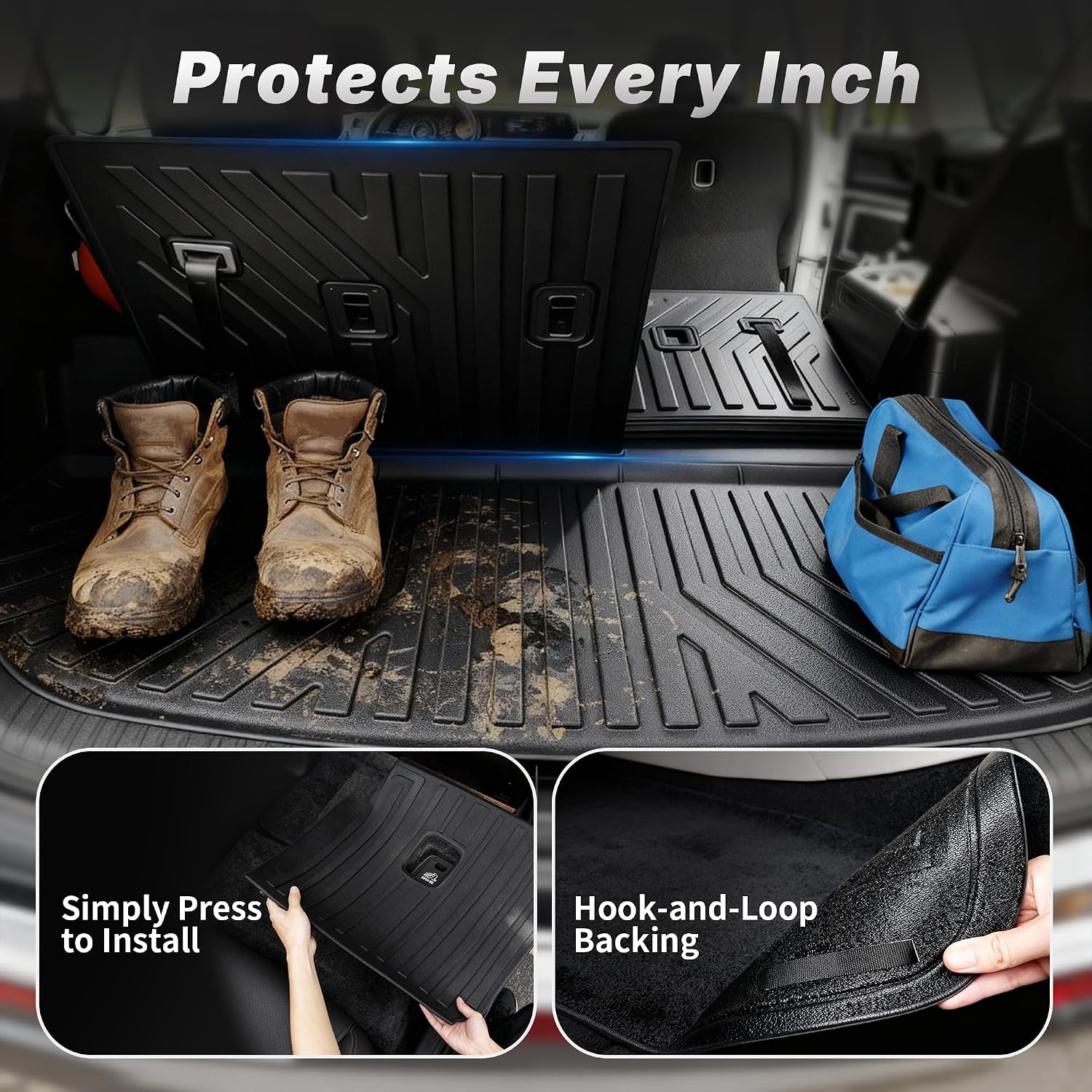 OEDRO Floor Mats & Trunk Mat with Backrest Mat Fit for Honda Pilot 2026 2025-2023,Custom Fit TPE All Weather Floor Liners, Back Seat Protector Accessories