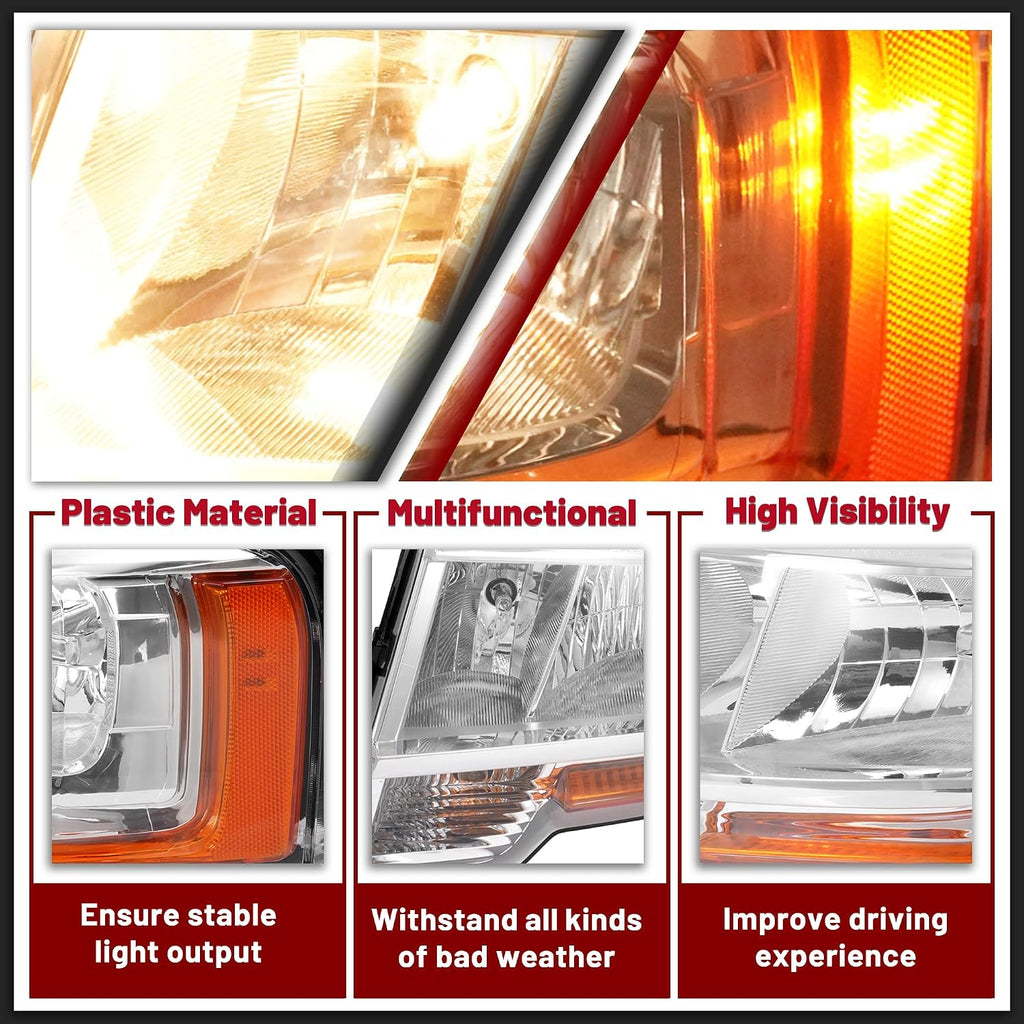 HECASA Left Headlight w/LED Indicator Compatible with 2015 2016 2017 Ford Expedition Replacement for FO2502346 Headlamp Front Light Lamp w/Bulb Driver Side Clear Lens & Chrome Housing