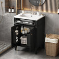 24-inch Bathroom Vanity with Sink Combo, Free-Standing Single Storage Cabinet with Tilt-Out Drawer, 2 Doors, Adjustable Shelf & Storage Rack, Vanity with Ceramic Basin for Bathroom (Black)