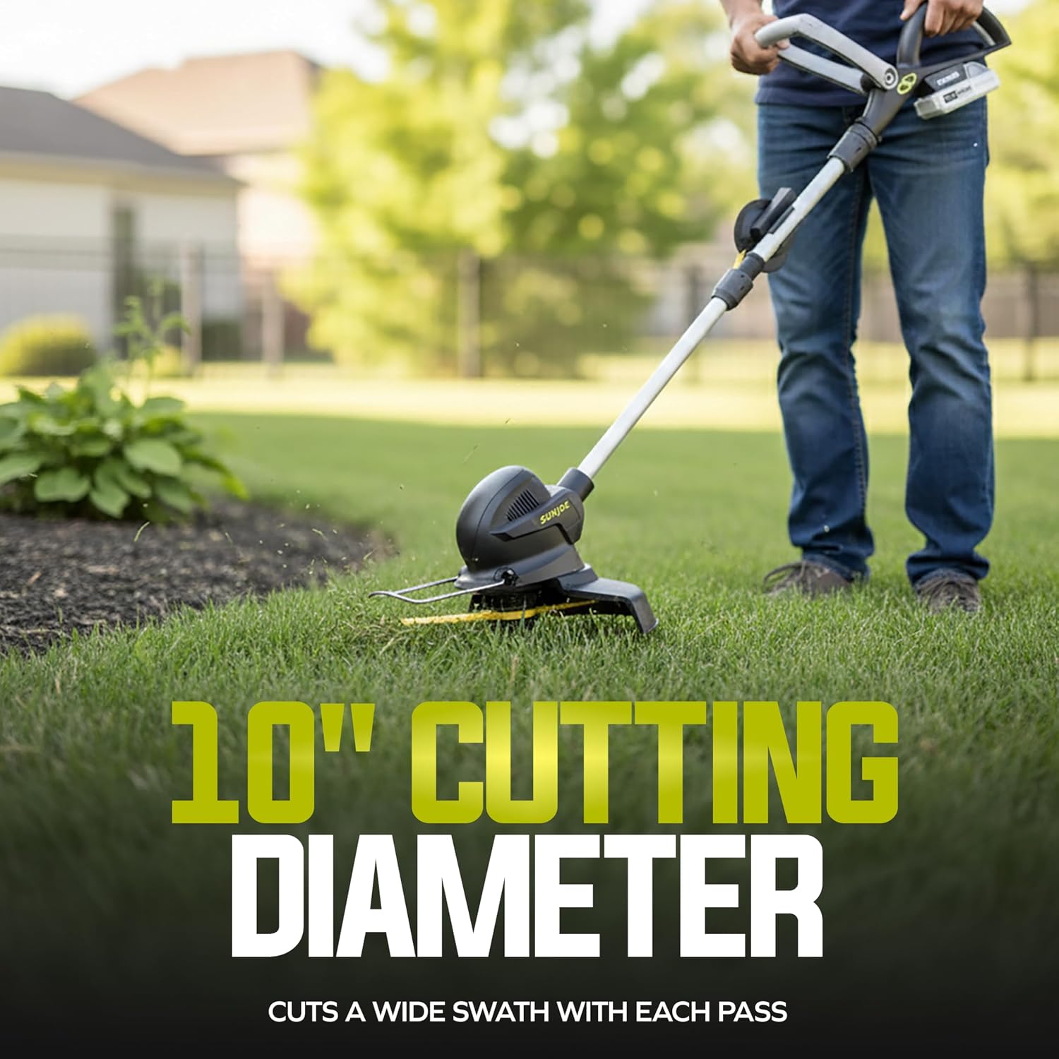 Sun Joe 10-Inch Stringless Lawn Trimmer Kit with Battery Charger, SharperBlade, Green/Black - Cordless Electric Powered Yard Tool, 24V-SB10-LTE