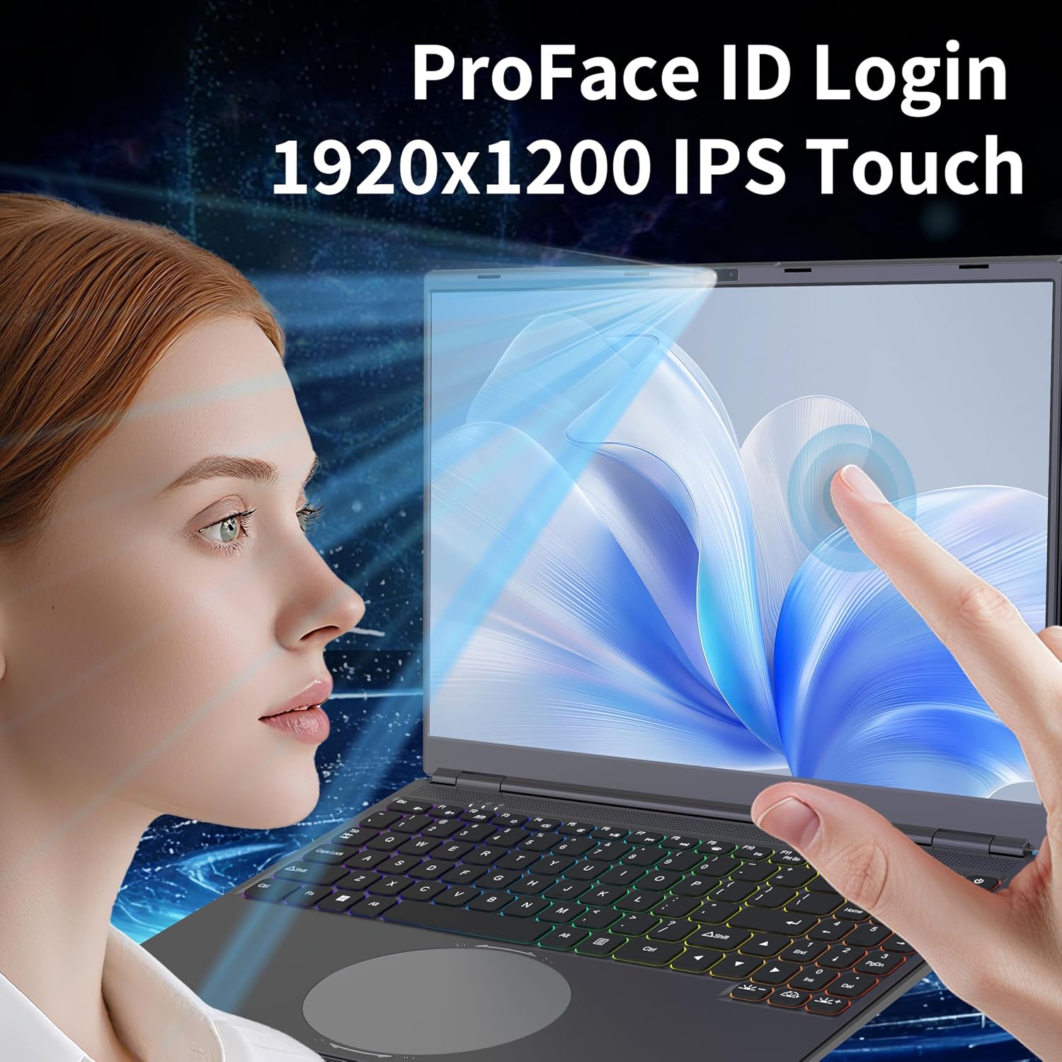 16' Touch Screen Laptop, i3-8109U, 32GB RAM, 512GB SSD, RGB Backlit Keyboard, Face & Fingerprint Recognition, 180 Degree Opening and Closing, Win 11 Pro(32GB RAM | 512GB SSD)