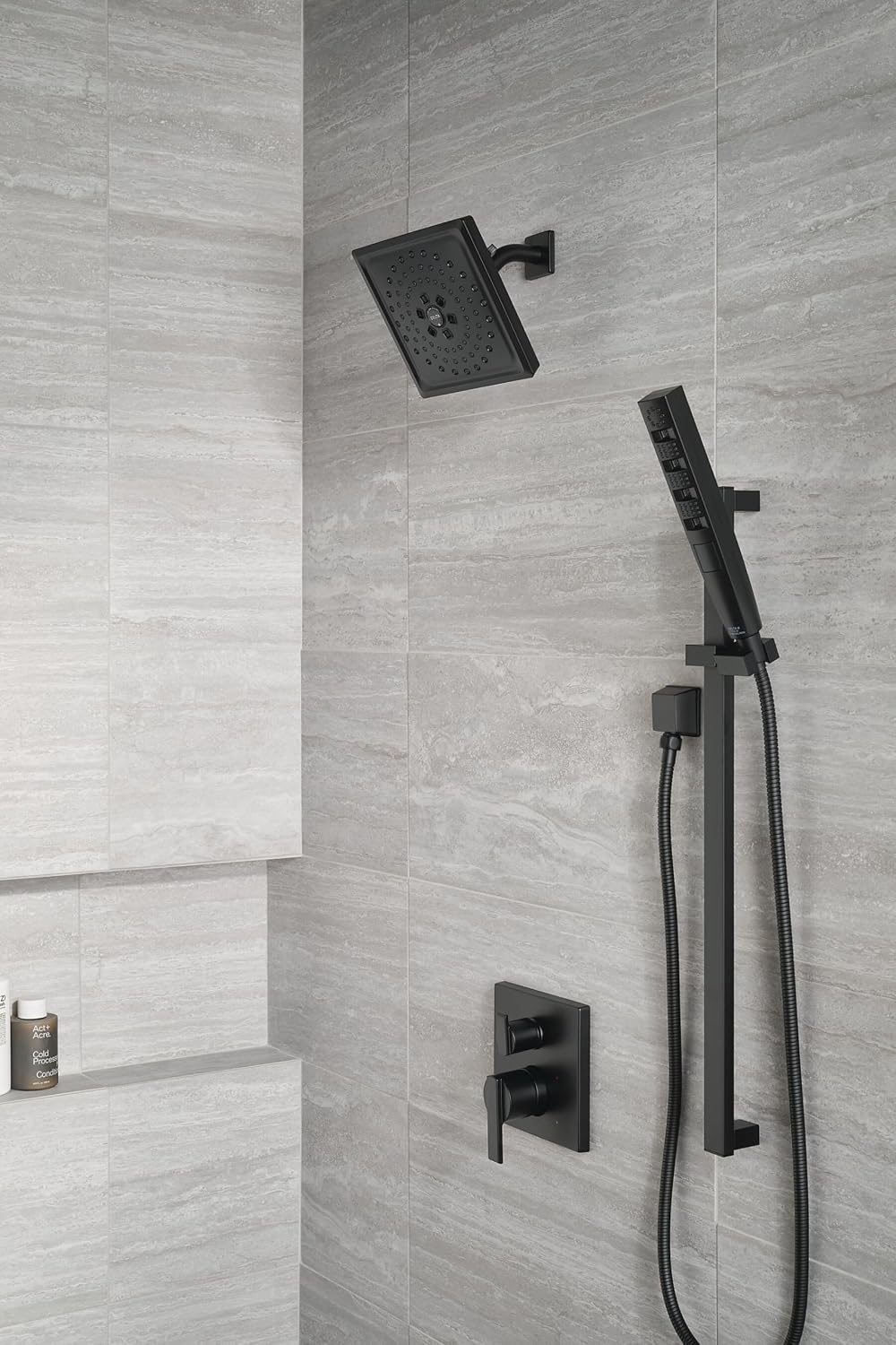 DELTA FAUCET T24867-BL Angular Modern Monitor 14 Series Valve 3-Setting Integrated Shower Trim with Diverter, Matte Black