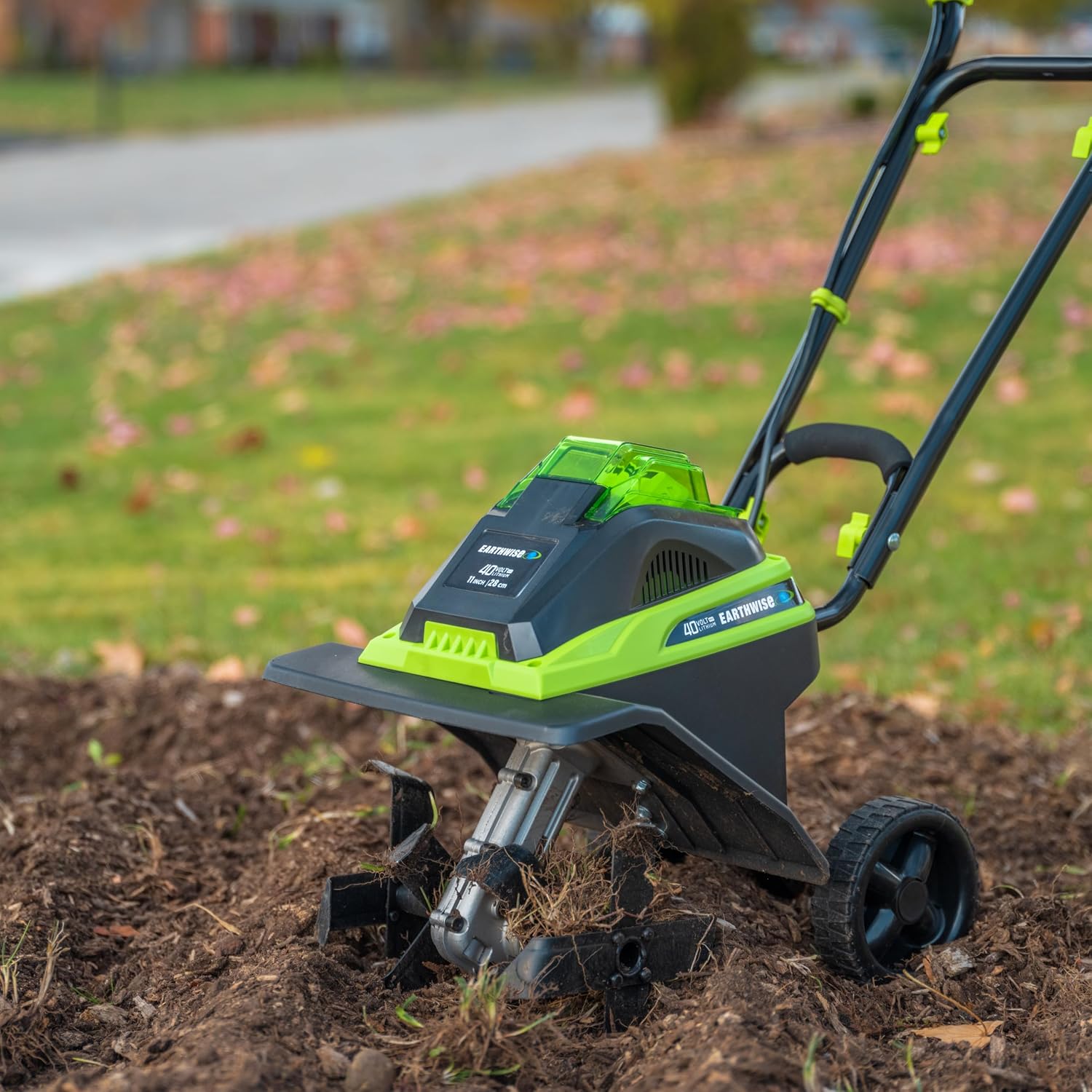 Earthwise Power Tools by ALM TC70040EW 11-Inch 40-Volt Lithium-Ion Cordless Electric Tiller/Cultivator, 4Ah Battery & Charger Included, Green