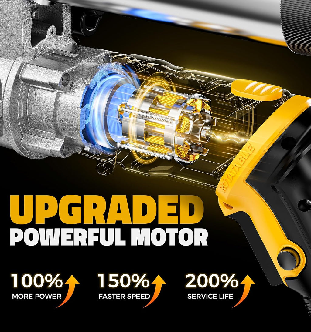 Ecarke Cordless Grease Gun Compatible with DeWalt 20V Battery, 12000PSI Max Electric Grease Gun, Dual Pistol & in-Line Grip, Works with Bulk & Cartridge Grease, with 39' Hose & 4 Couplers (Tool Only)