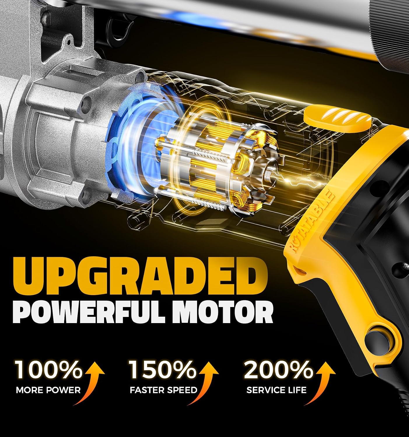 Ecarke Cordless Grease Gun Compatible with DeWalt 20V Battery, 12000PSI Max Electric Grease Gun, Dual Pistol & in-Line Grip, Works with Bulk & Cartridge Grease, with 39' Hose & 4 Couplers (Tool Only)