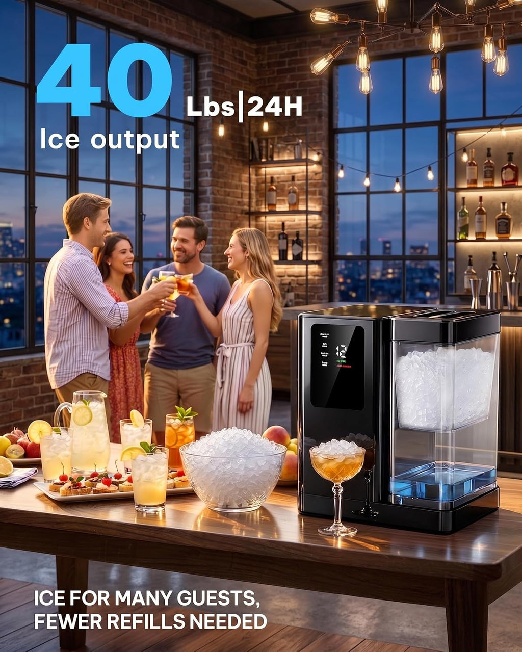 Silonn Countertop Nugget Ice Maker, 40 Lbs Daily Ice Production with 3L Removable Water Tank, Self-Cleaning Pebble Ice Machine, 12H Timer, Quiet 40 dB Operation for Home, Office & Parties