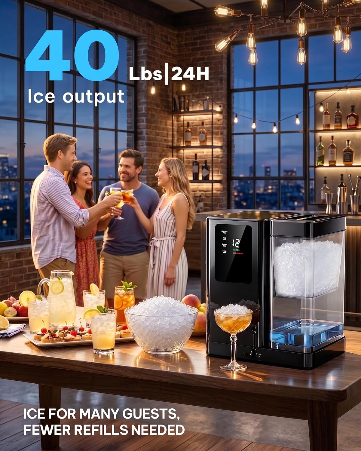 Silonn Countertop Nugget Ice Maker, 40 Lbs Daily Ice Production with 3L Removable Water Tank, Self-Cleaning Pebble Ice Machine, 12H Timer, Quiet 40 dB Operation for Home, Office & Parties