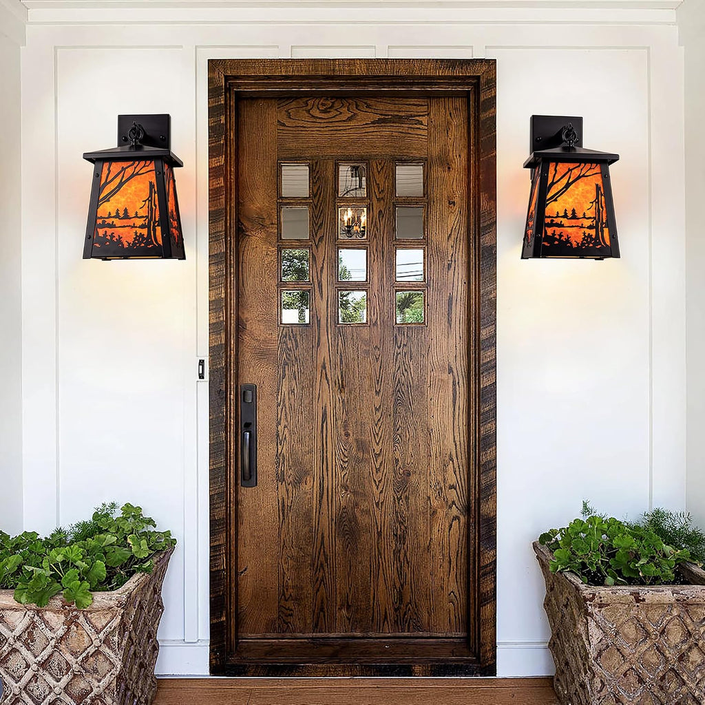 TOCHIC Wall Sconces Set of Two, Rustic Outdoor Wall Lights Black Farmhouse Cabin Wall Sconce Light Fixtures Vintage Exterior Wall Lamps for Patio Porch Garden, Front Door, Hallway, Bathroom, Stairway
