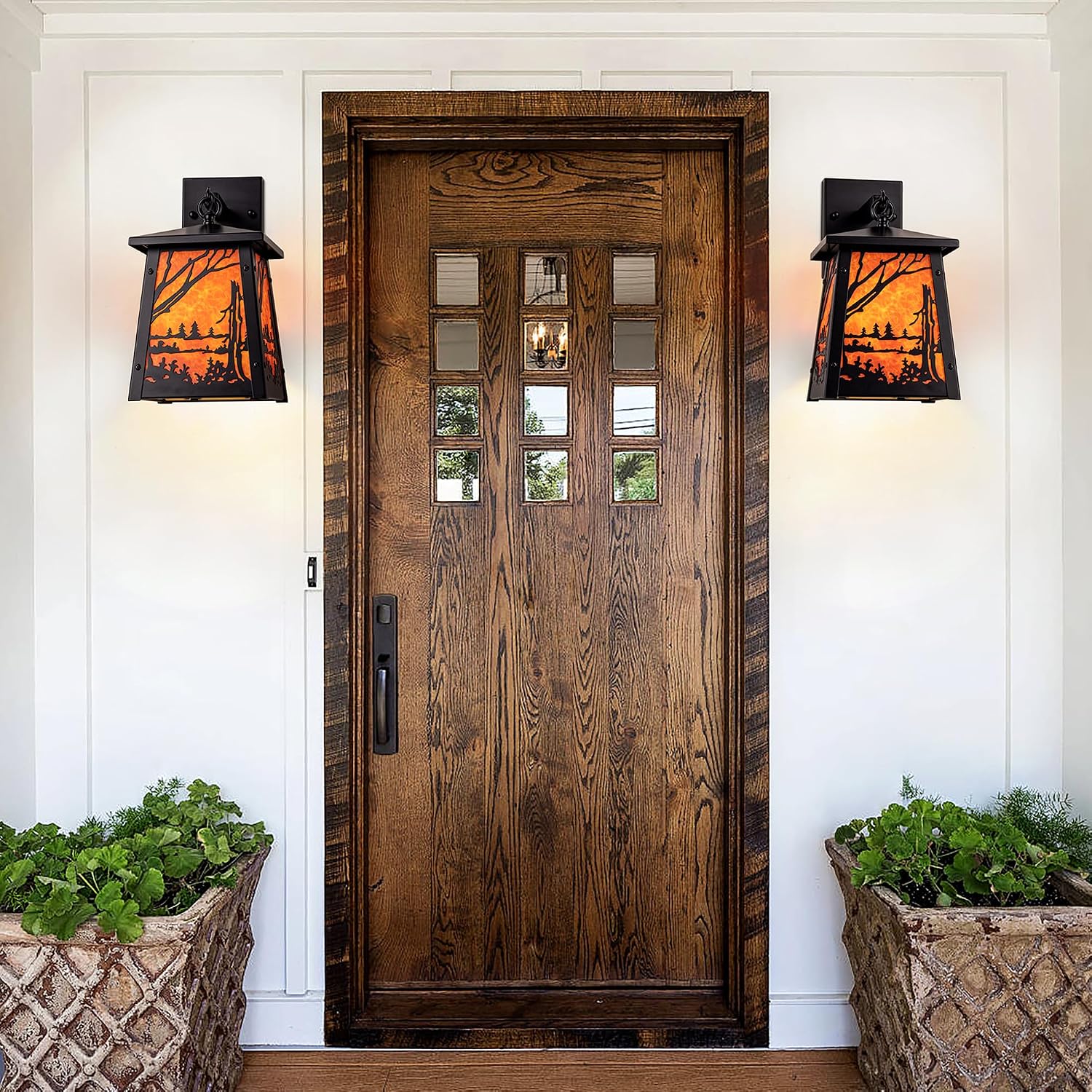 TOCHIC Wall Sconces Set of Two, Rustic Outdoor Wall Lights Black Farmhouse Cabin Wall Sconce Light Fixtures Vintage Exterior Wall Lamps for Patio Porch Garden, Front Door, Hallway, Bathroom, Stairway