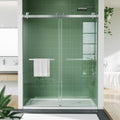 Frameless Double Sliding Shower Door 56–60 × 74 Inch – Bypass Glass Shower Door with 6mm Tempered Glass, Square Stainless Steel Rail, Brushed Sliver