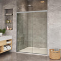 Framed Sliding Shower Door 56–60 Inch W x 72 Inch H – Double Sliding Glass Shower Enclosure with 6mm Tempered Glass, Easy-Clean Coating & Aluminum Alloy Frame, Brushed Nickel for Main Bathroom