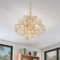 Bestier Gold Modern Pendant Chandelier Crystal Raindrop Lighting Ceiling Light Fixture Lamp for Dining Room Bathroom Bedroom Livingroom 4 G9 Bulbs Required D11 in x H12 in