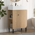 Merax 20 Inch Bathroom Vanity with Sink, Narrow Depth Bathroom Vanities,Wood Vanity Cabinet,Soft Closing Door,Freestanding Sink Cabinet W/Open Side Shelves, Oak