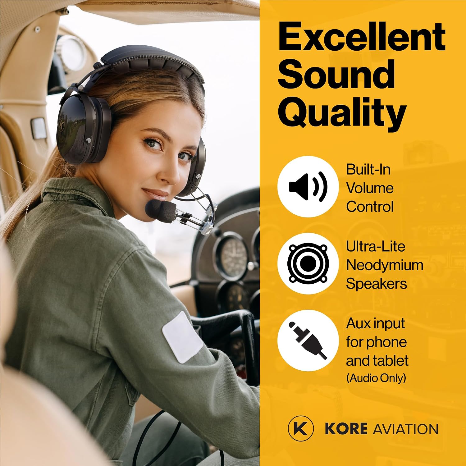 P1 Aviation Pilot Headset for Student Pilots Flight Schools Flight Instructors Features 24 db PNR Rating, Noise Canceling Microphone, Acoustic Foam Ear Cups, AUX Port Input with GA Dual Plugs