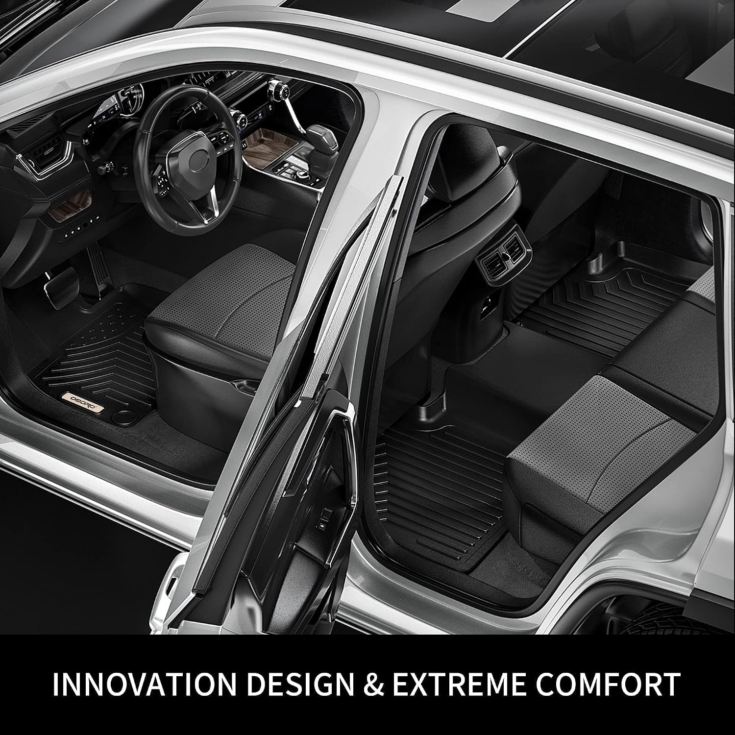 OEDRO Floor Mats Fit for 2019-2025 Honda Passport, TPE All-Weather Custom Fit Passport Floor Liners Fits 1st, 2nd Row Passport Accessories, Black