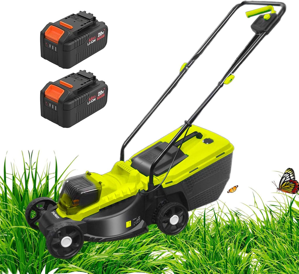 40V Self-Propelled Lawn Mower, Lawn Dethatcher with 3-Position Adjustable Cutting Height, Large Capacity Grass Basket, Electric Lawn Mower for Yard & Garden (2 * 4AH Batteries Included)