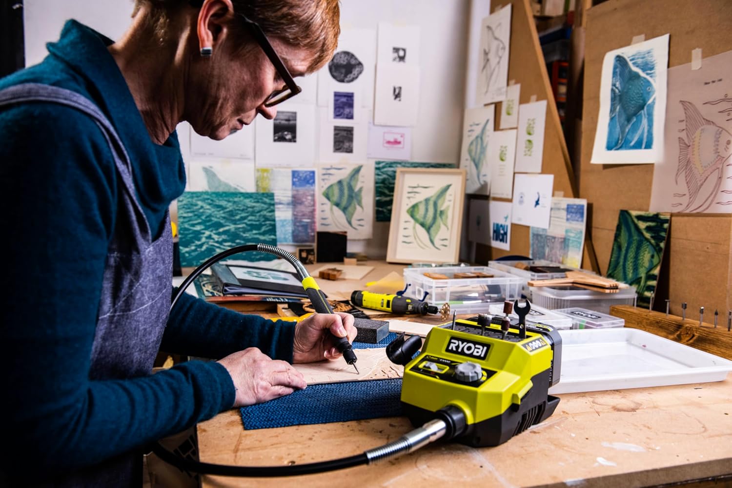 RYOBI ONE+ RRTS18-0A35 18V Cordless Mini Tool – 35 Accessories Included, Variable Speed up to 35000 rpm, Ideal for DIY, Modelling, Engraving