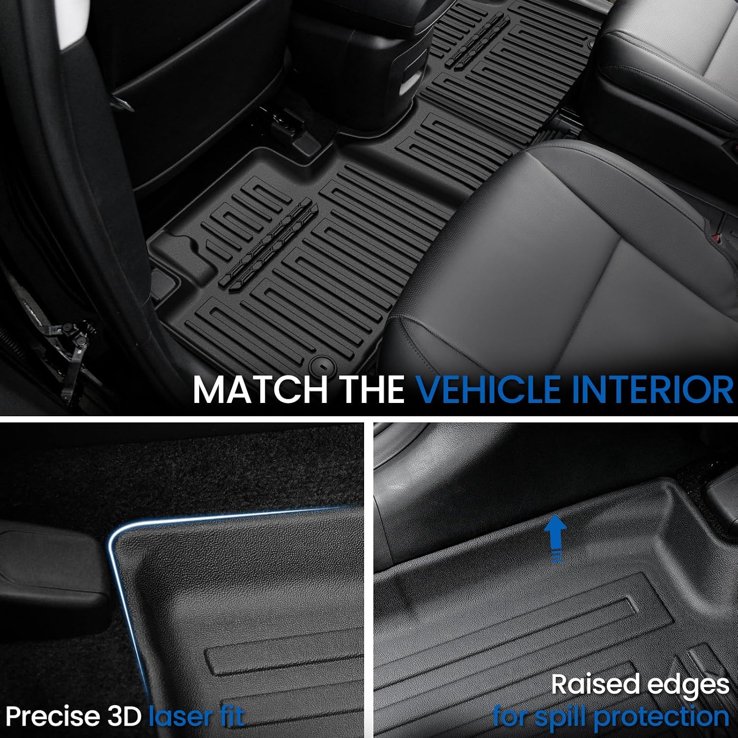 Floor Mats Set for 2026 Hyundai Palisade Hybrid 7/8 Seats (Not Fit Gas), All Weather TPE Backrest Mat Cargo Mat Floor Liner Accessories, Waterproof and Durable Car Mats