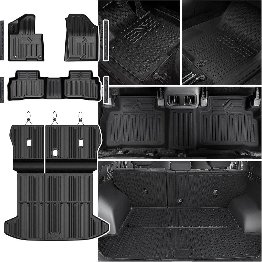 Floor Mats Set for Hyundai Tucson 2022-2025 2026 Hybrid Version (Not fit Gas and PHEV), All Weather TPE Cargo Liner Backrest Mat Trunk Mat Door Sill Guards Accessories
