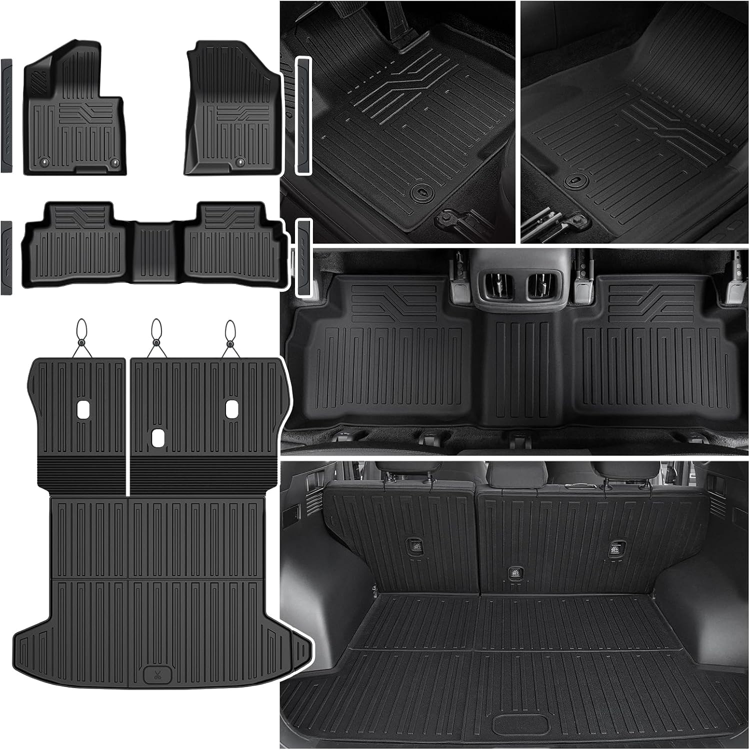Floor Mats Set for Hyundai Tucson 2022-2025 2026 Hybrid Version (Not fit Gas and PHEV), All Weather TPE Cargo Liner Backrest Mat Trunk Mat Door Sill Guards Accessories