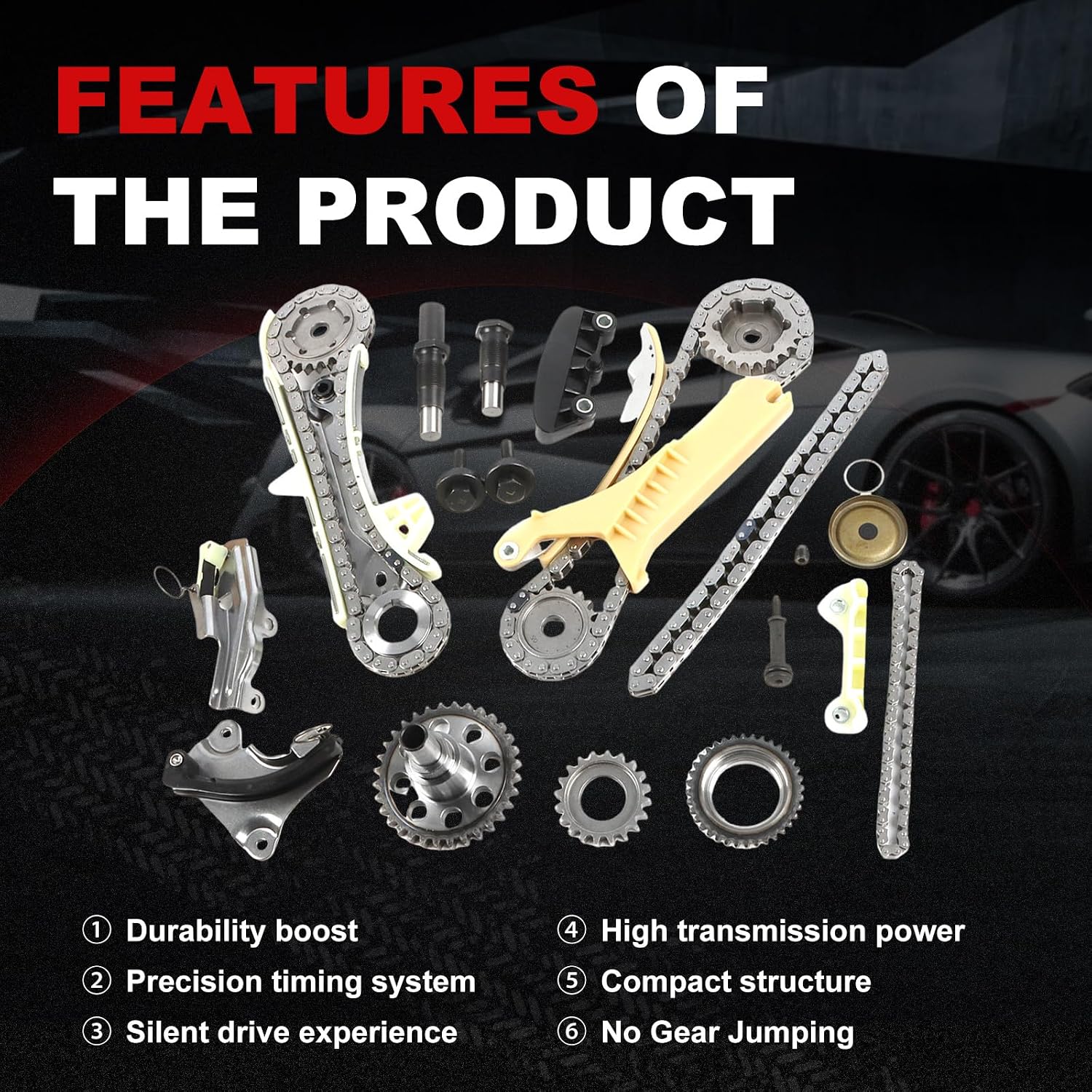 Engine Timing Chain Kit 4.0L Fit for Explorer 1997-2009 for Ranger B4000 2001-2009 for Mustang 2005-2009 Fit for Mountaineer 1998-2009 Car Replacement Parts Replace 4L2Z-6M290-AA F77Z-6268-AB