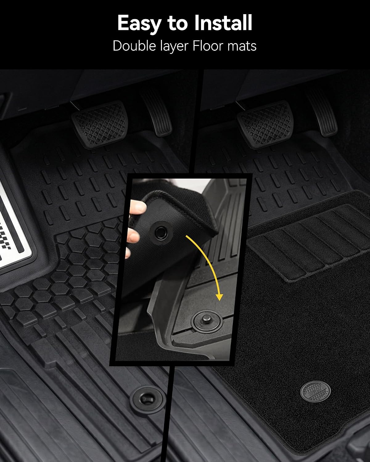 3W Floor Mats&Carpet for Toyota Tacoma 2024-2026 Double Cab Auto Tran(Not Fit Hybrid & XtraCab) with Metal Pedals, TPE All Weather Custom Fit Floor Liner for Tacoma TRD/SR/SR5/limited Car Liners.