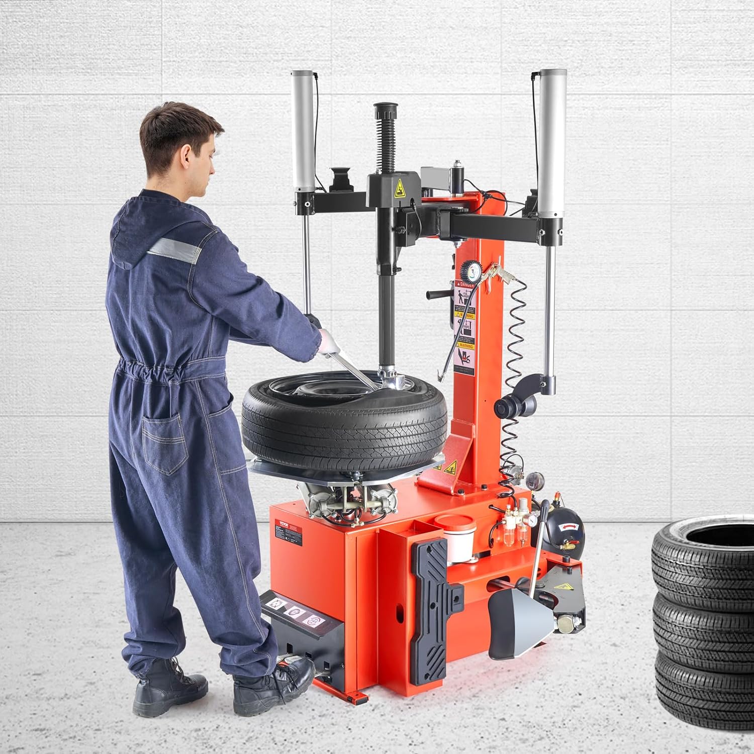VEVOR Tire Changer Machine, 2.0HP Copper Motor, Durable Tire Changer with Air Pressure Gauge & Pneumatic Assist Arm, Pedal Operated Tire Changer with Thickened Chuck, Fit for Sedan/SUV/Pickup Truck