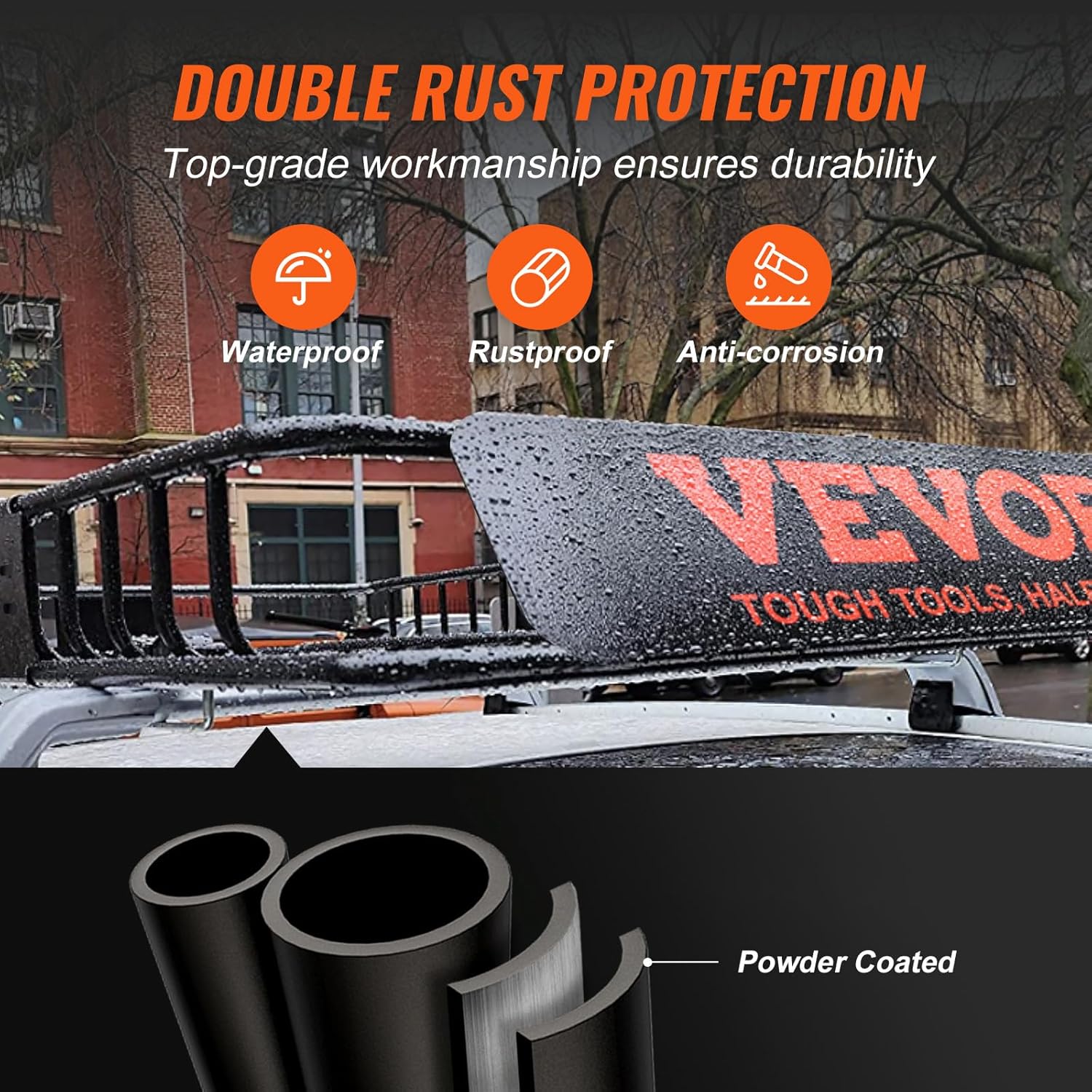 VEVOR Roof Rack Cargo Basket, 64' x 39' x 6' Rooftop Cargo Carrier with Extension, Heavy-Duty Steel 200 LBS Capacity Universal Roof Rack Basket, Luggage Holder for SUV, Truck
