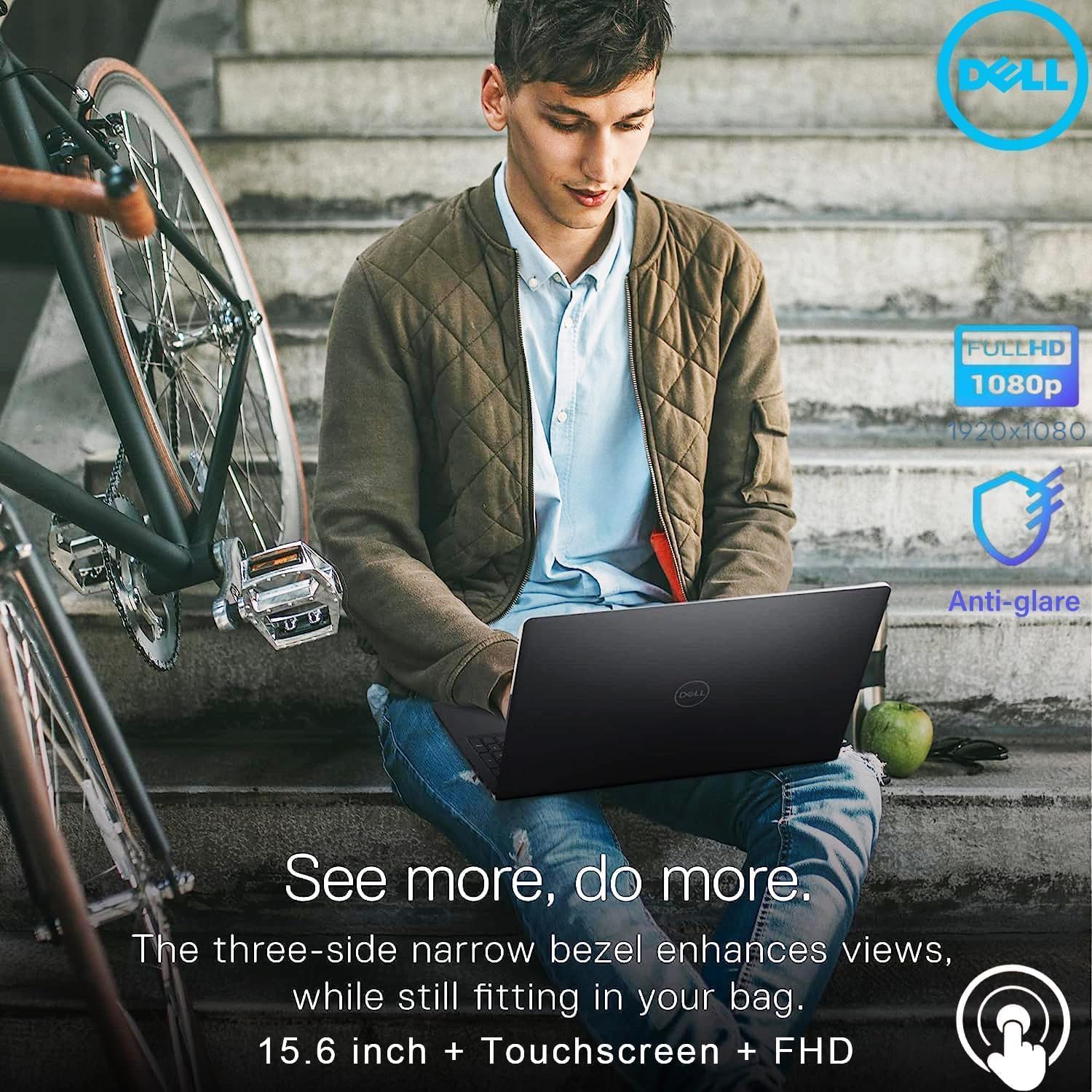 Dell Inspiron 15 15.6' Touchscreen FHD Laptop Computer, 8-Core AMD Ryzen 7 7730U (Beat i7-1365U), 32GB DDR4 RAM, 1TB PCIe SSD, WiFi, Bluetooth, Type-C, HDMI, Carbon Black, Windows 11 Pro